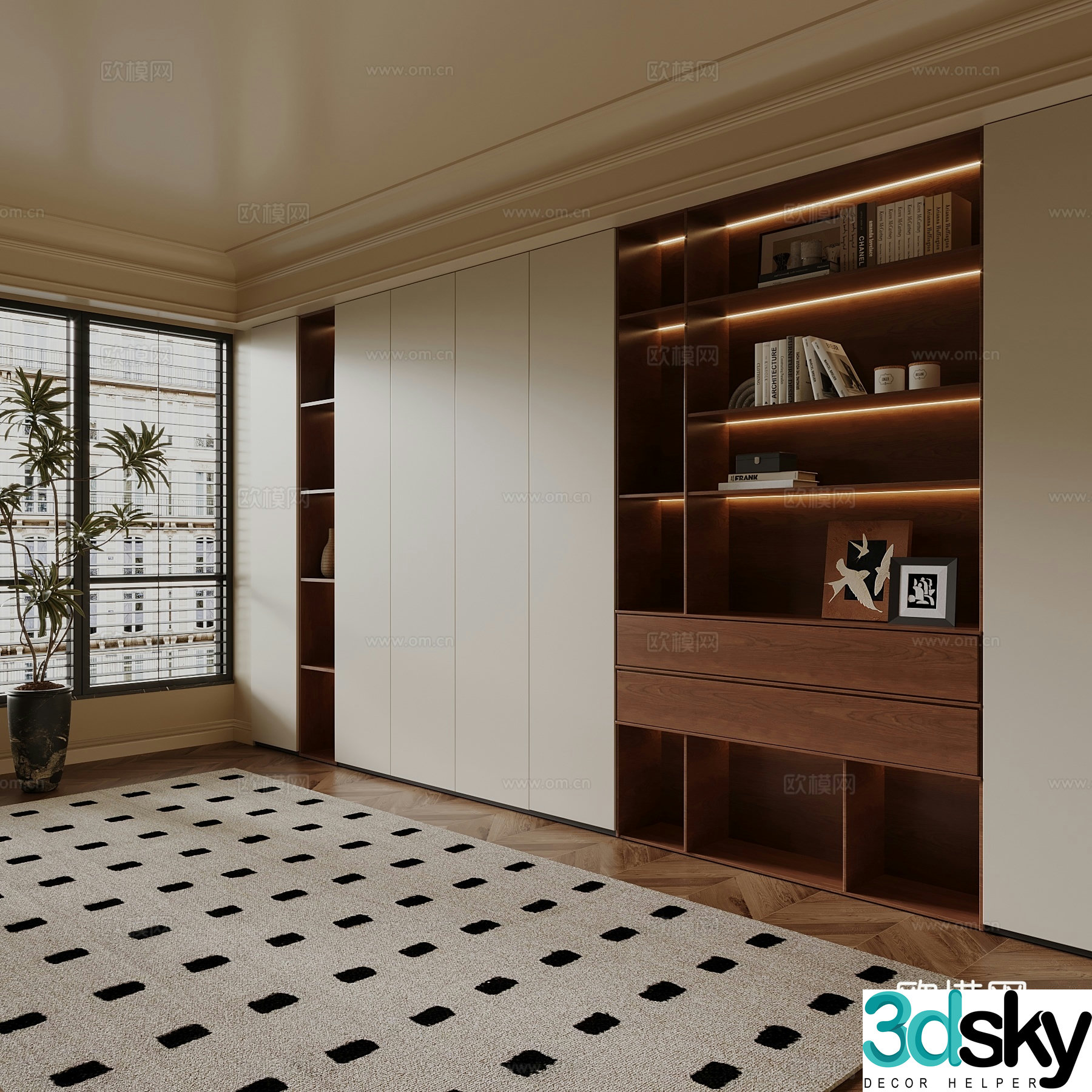 Modern bookcase Middle style bookcase 3D model