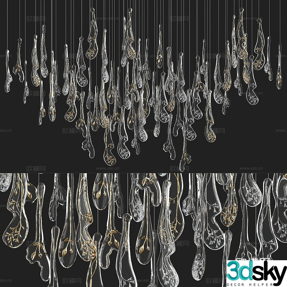 Modern Italian glass decorative craft chandelier 3d model