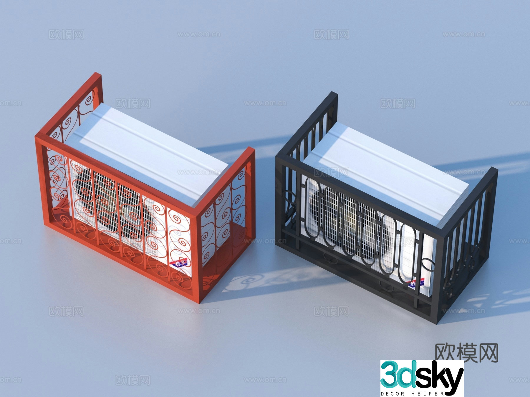 Air conditioning rack Air conditioning exterior unit Grille decoration 3D model