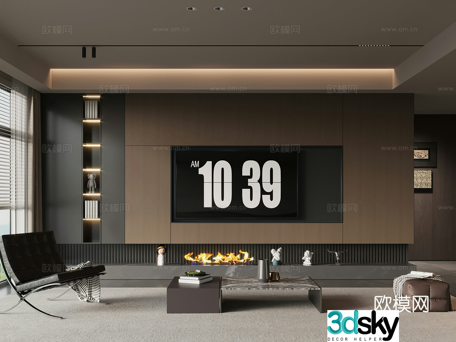 Home living room modern Italian living room TV background wall sofa coffee table combination 3d model