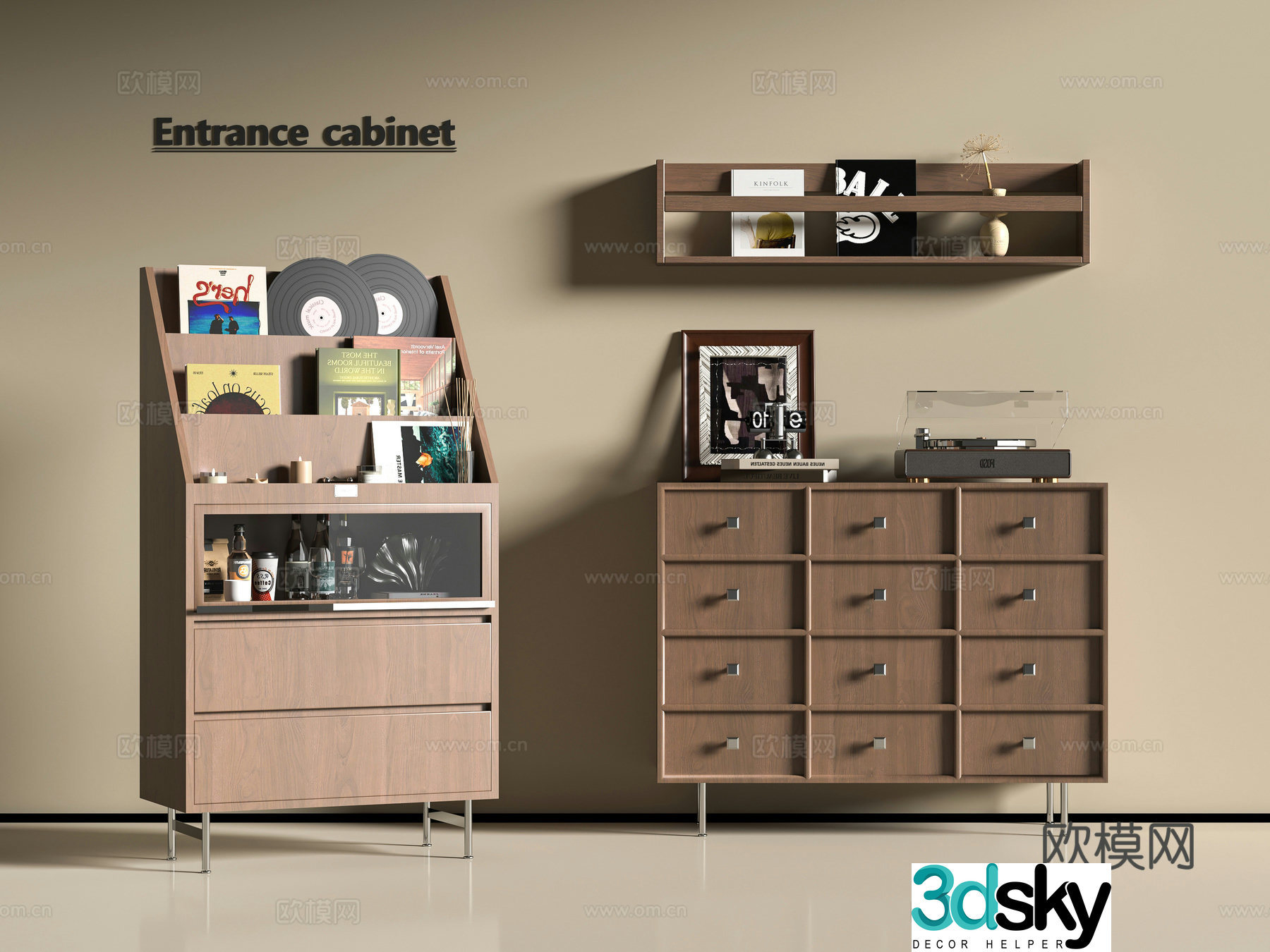 Modern bookcase 3d model
