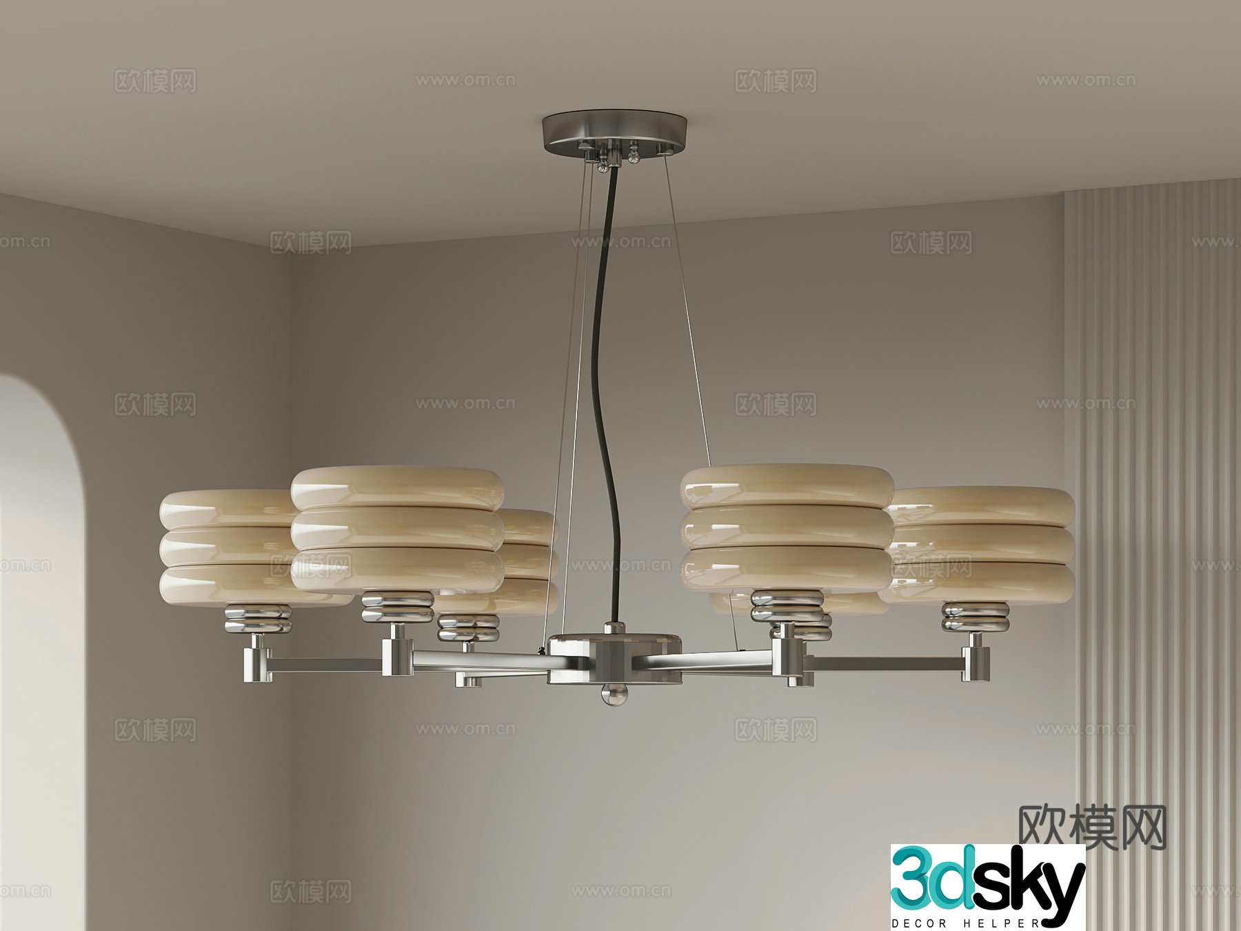 Chandelier French retro chandeliers Metal chandeliers Multi-head chandeliers Restaurant chandeliers 3D model