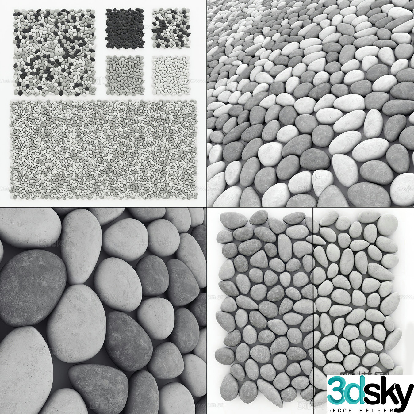 Modern pebbles Landscape Stone Sketch 3D Model