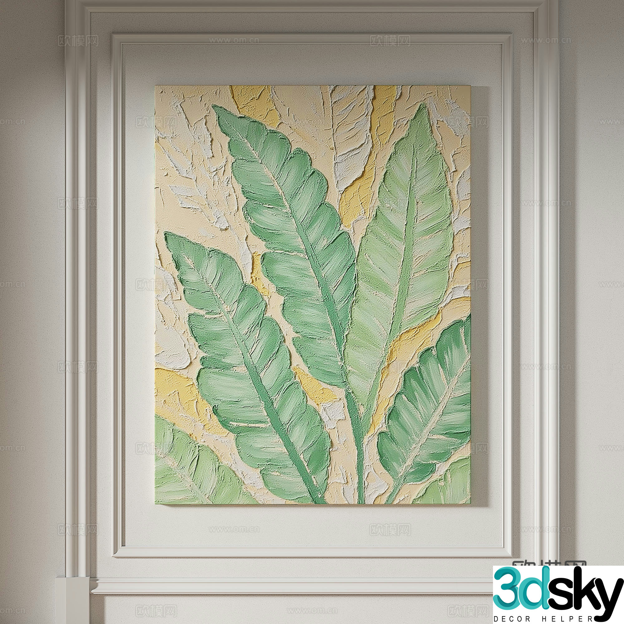 Modern creamy style simple texture abstract light luxury wasabi three-dimensional decorative painting 3d model
