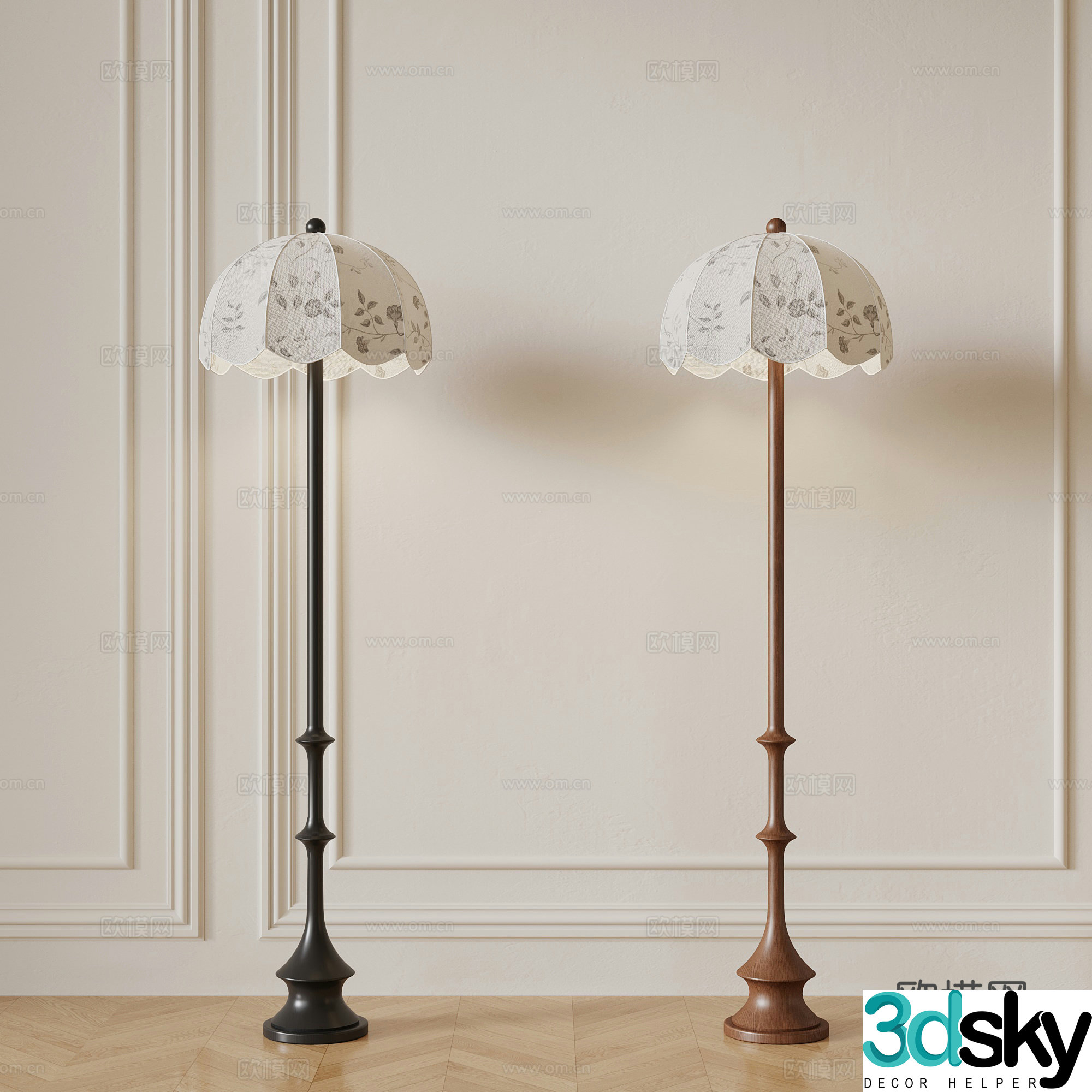 French medieval floor lamp 3d model