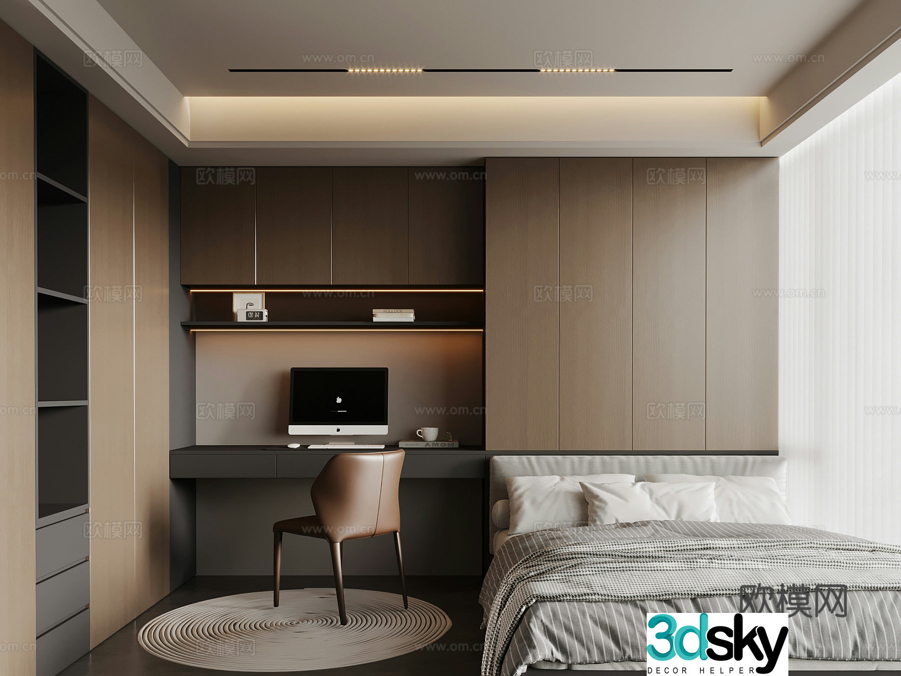 Modern Italian tatami bedroom 3d model