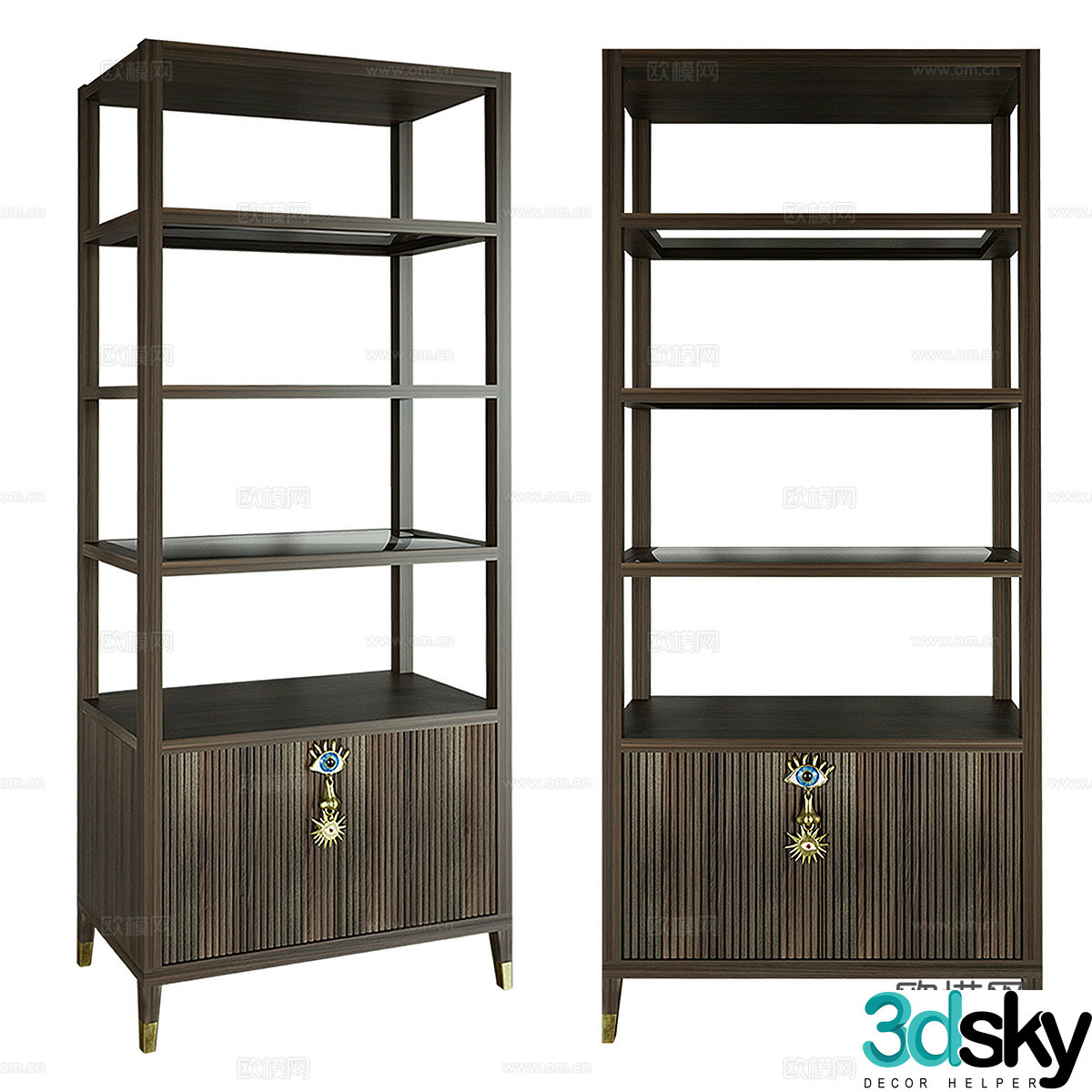 Solid wood cabinet rack 3D model