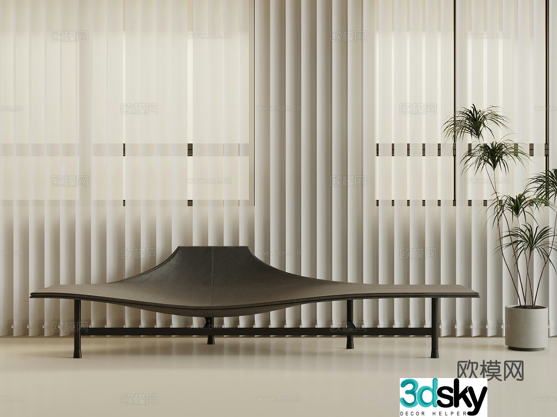 Modern dream curtains leisure chair casual bench 3d model