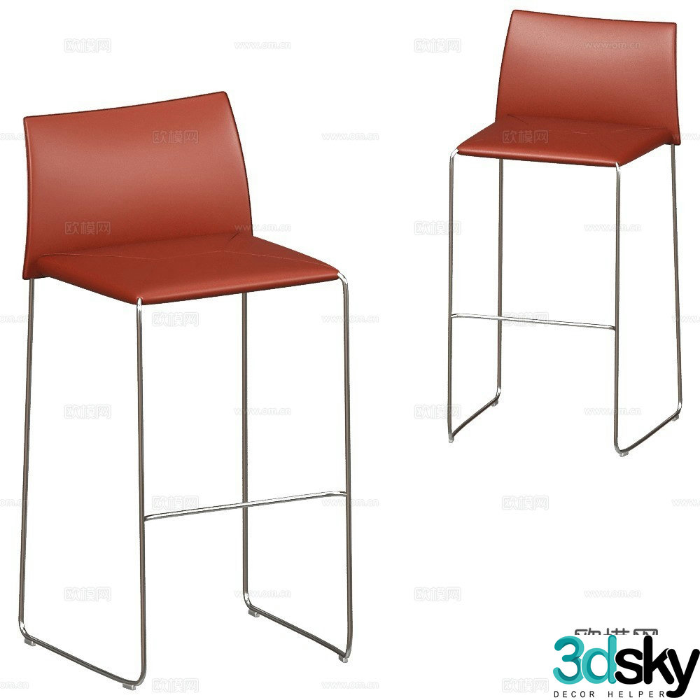 Pellizzoni Modern Bar Chair Minimalist Bar Chair Leather Bar Chair Metal Bar Chair 3D Model