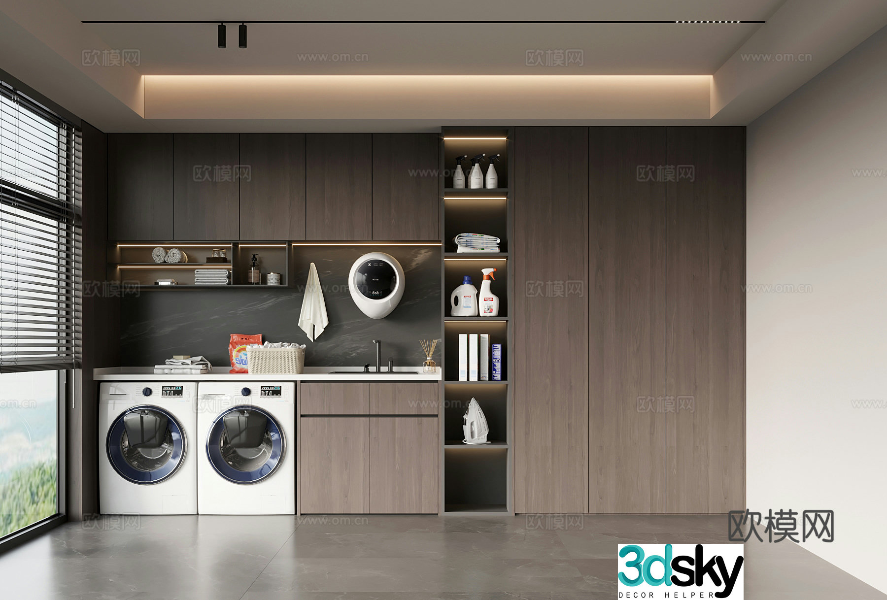 Laundry room Modern Italian laundry room Washing cabinet 3d model