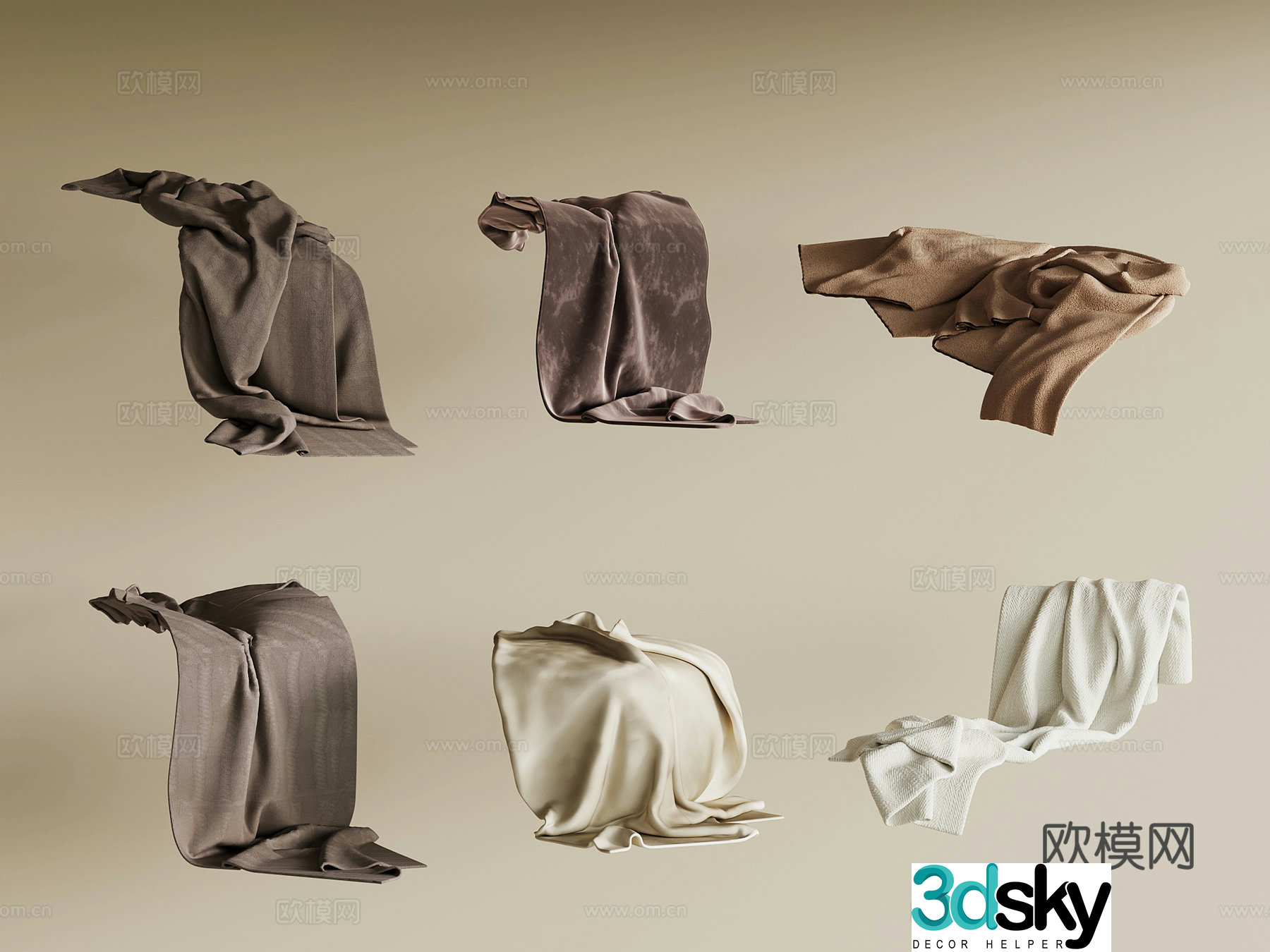 Modern blanket scarf bedding blanket 3d model