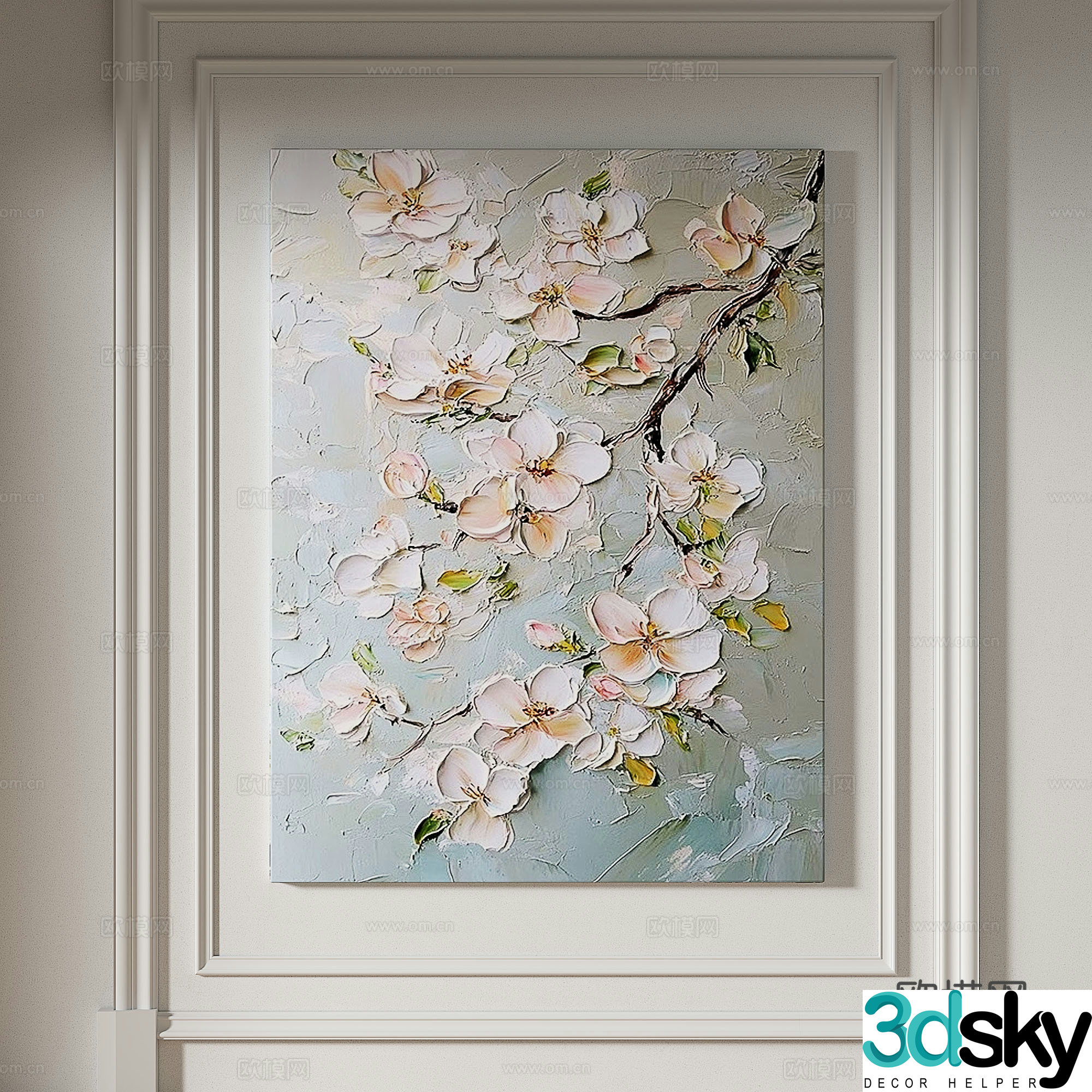 Modern creamy style simple texture abstract light luxury wasabi three-dimensional decorative painting 3d model