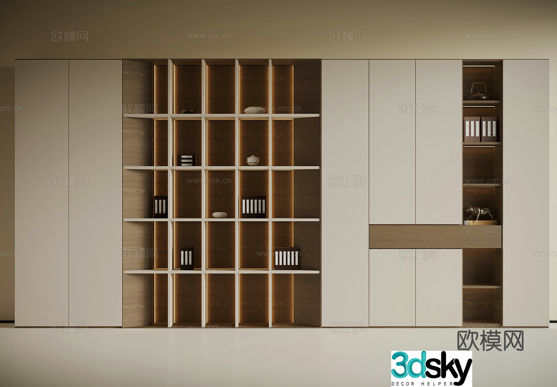 New Chinese style tea cabinet bookcase 3D model