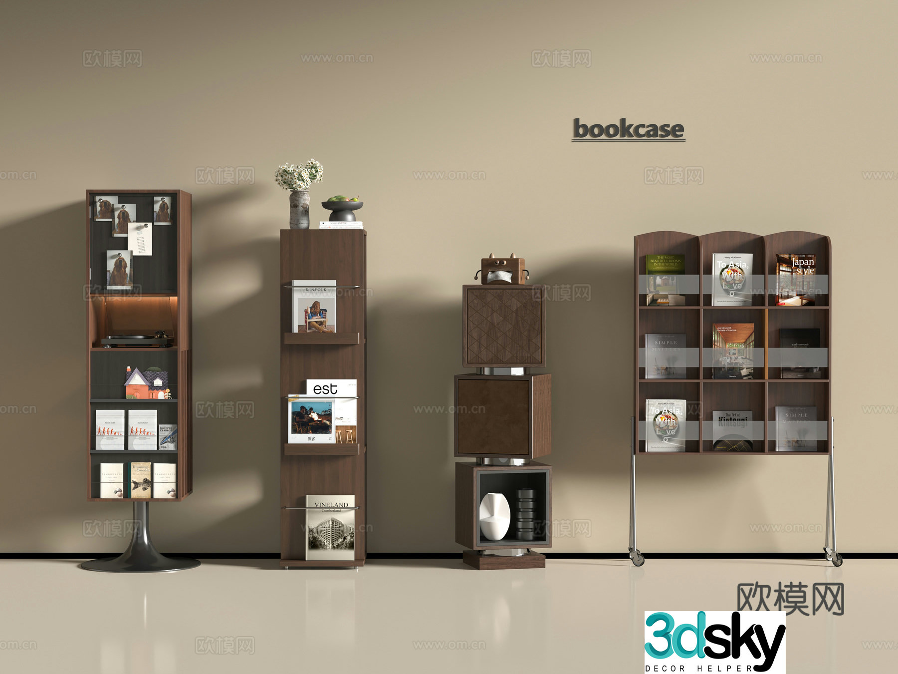Modern corner bookcase 3d model