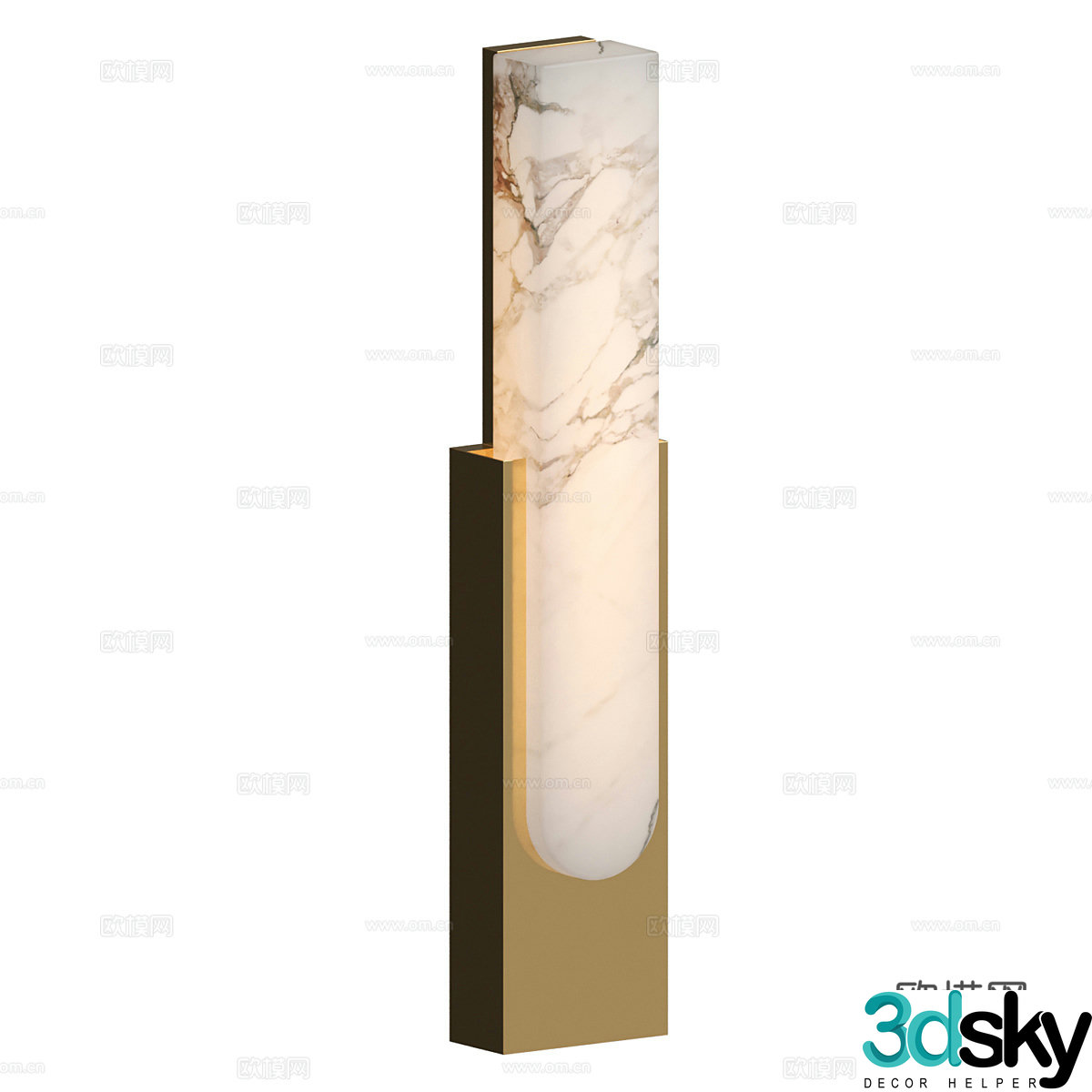 New Chinese style light luxury translucent stone long strip wall lamp 3D model