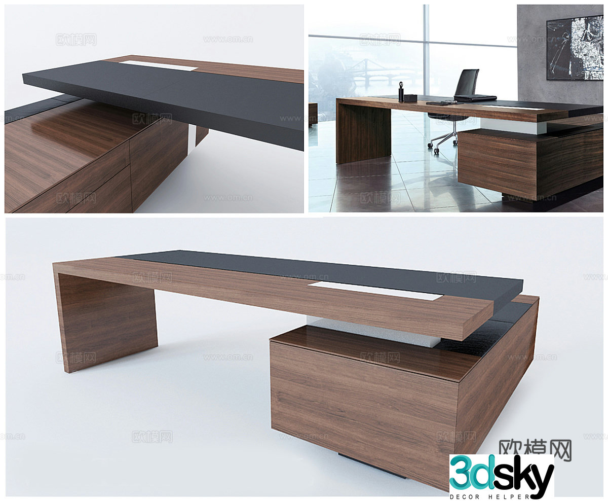 Modern office desk office desk boss desk 3d model