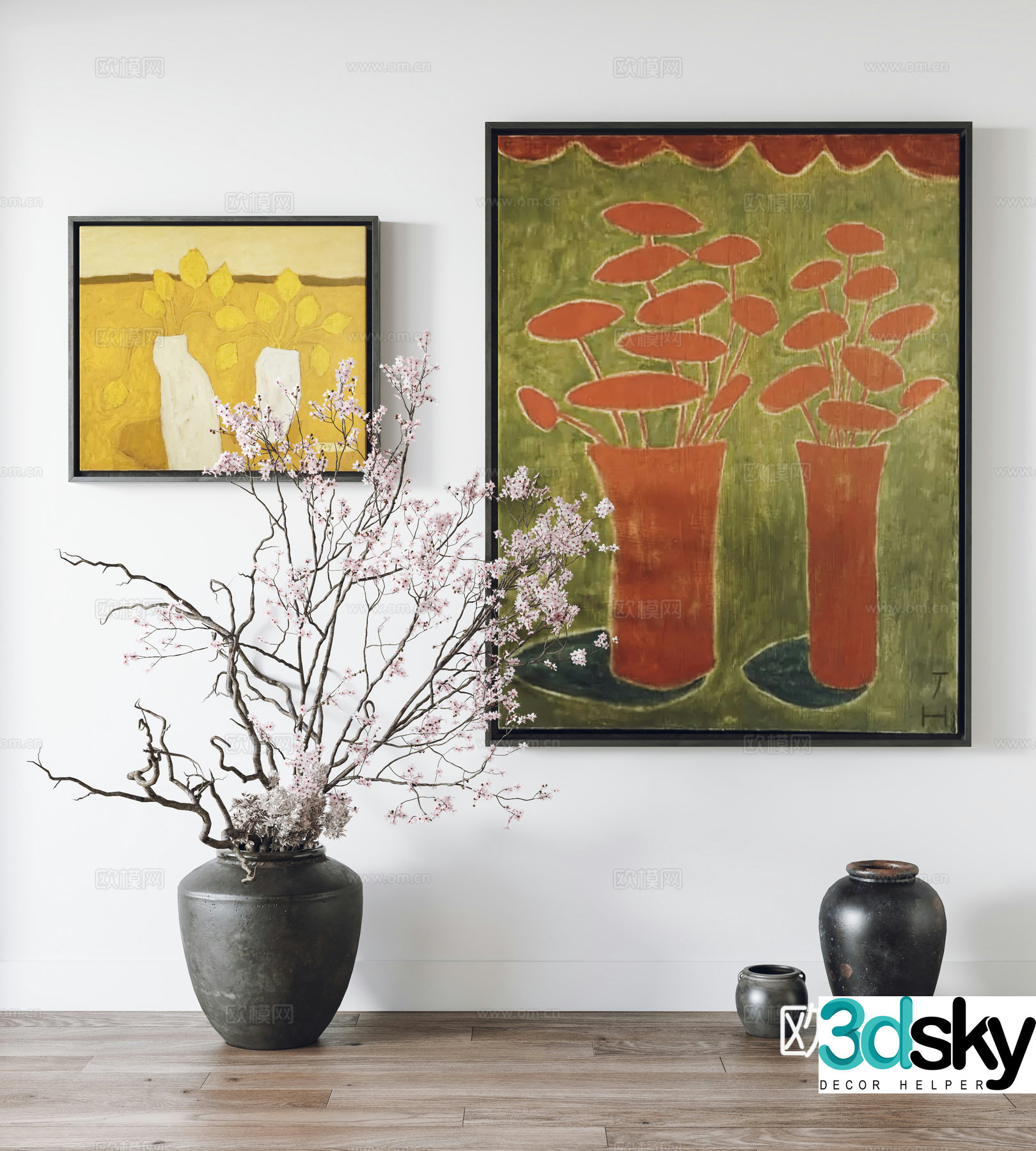 Modern hanging paintings decorative paintings ornaments 3d model