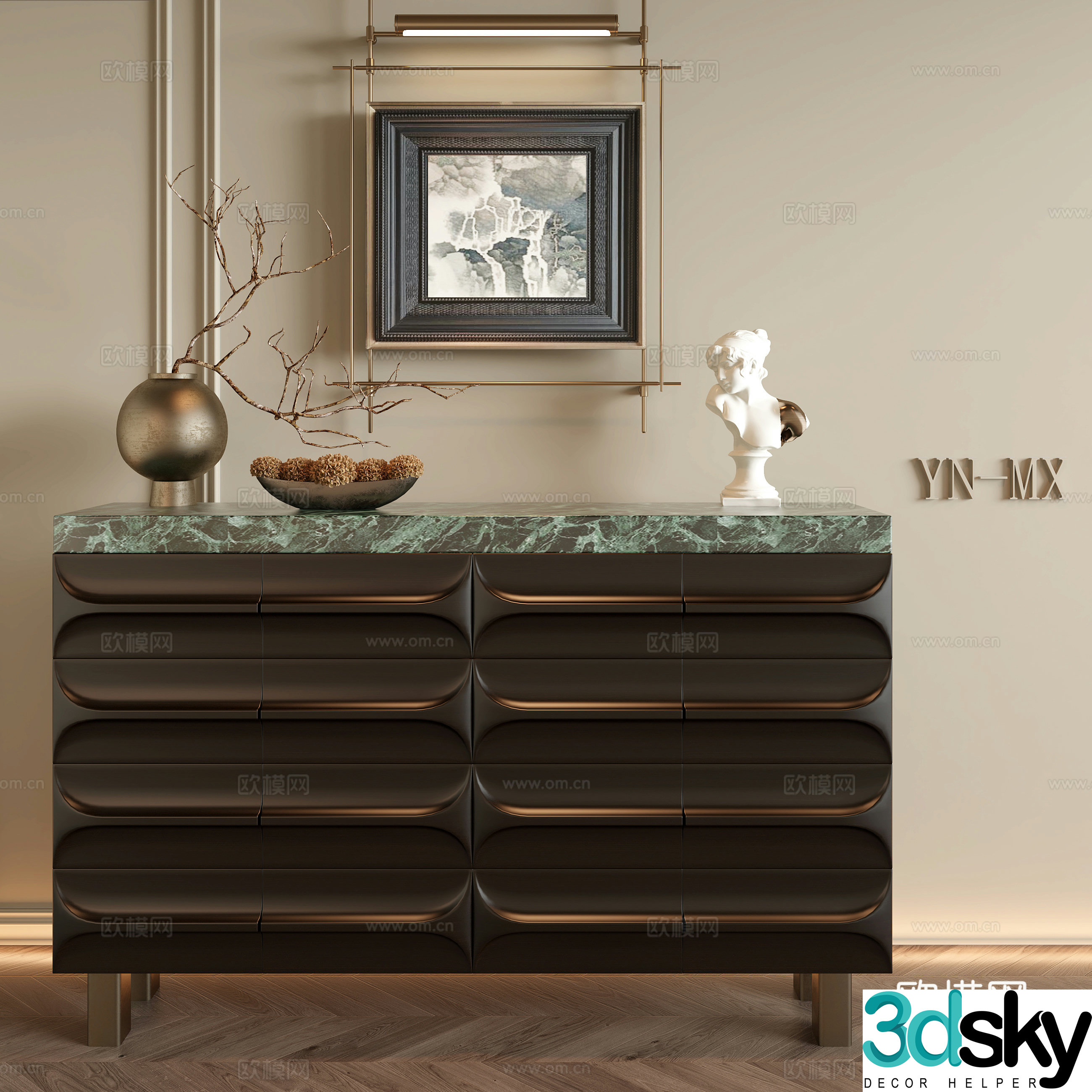 French side cabinet entrance cabinet 3D model