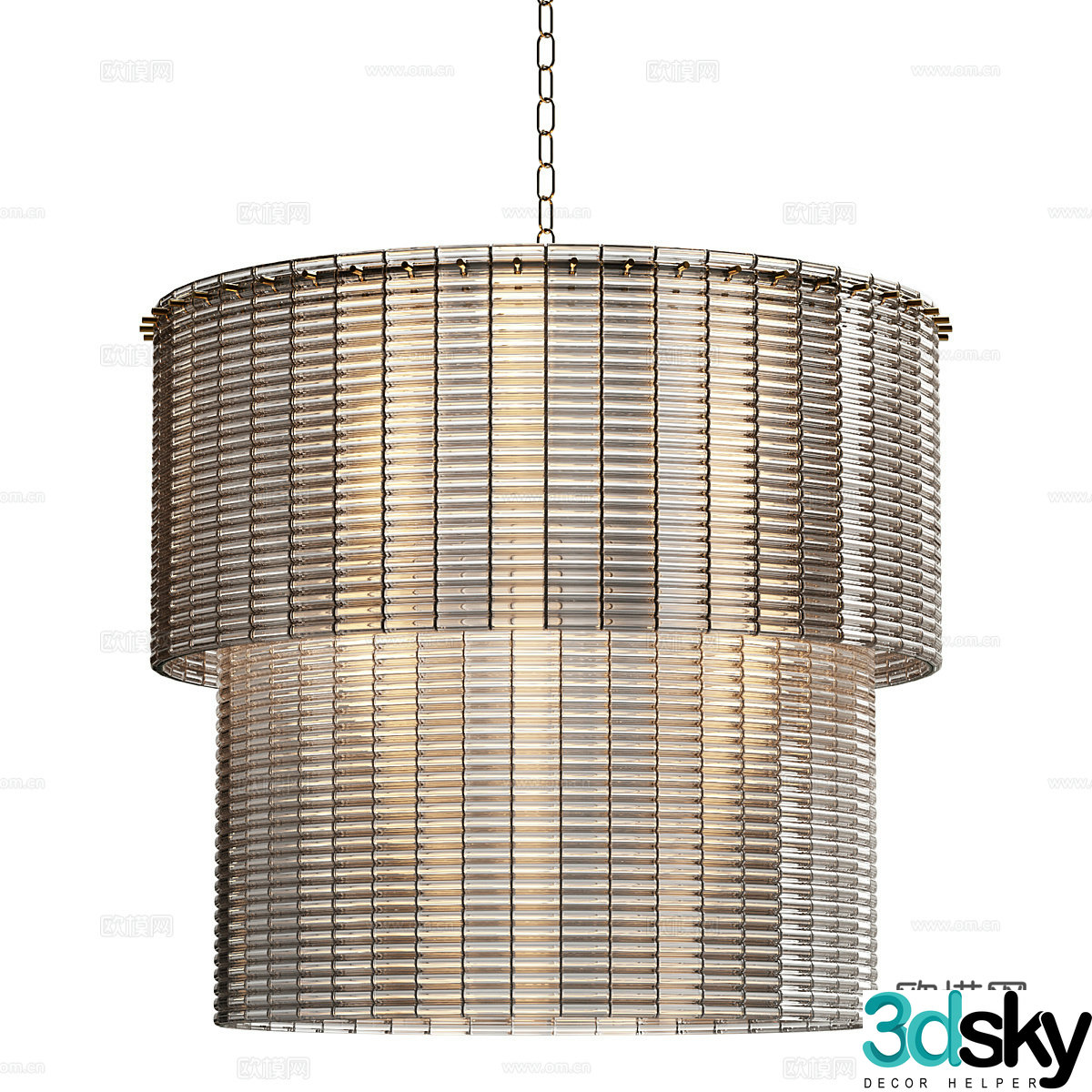 Modern light luxury rattan metal mesh decorative chandelier 3d model
