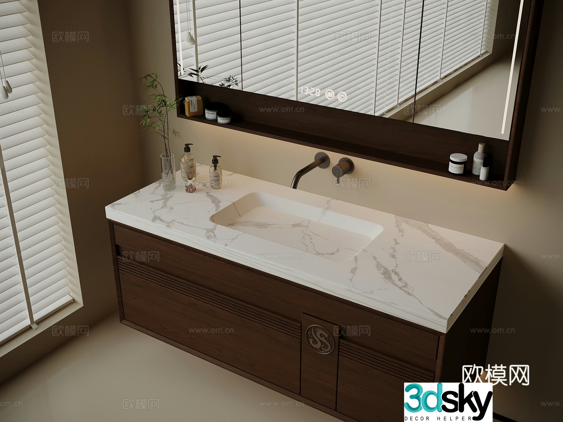 Middle-aged bathroom cabinet bathroom 3D model