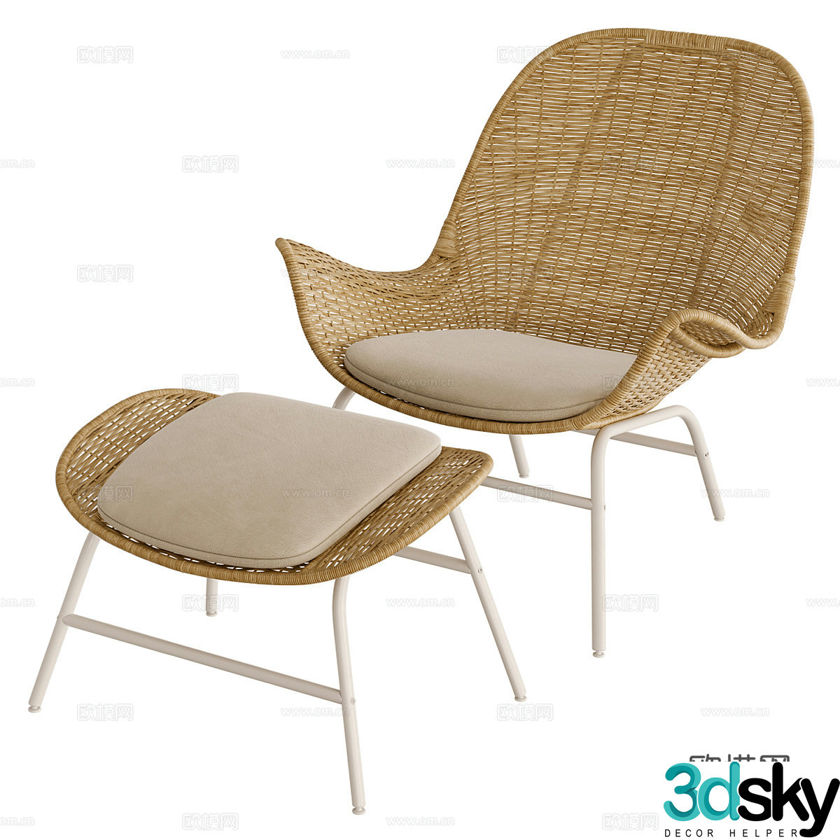 Modern Italian rattan leisure chair 3d model