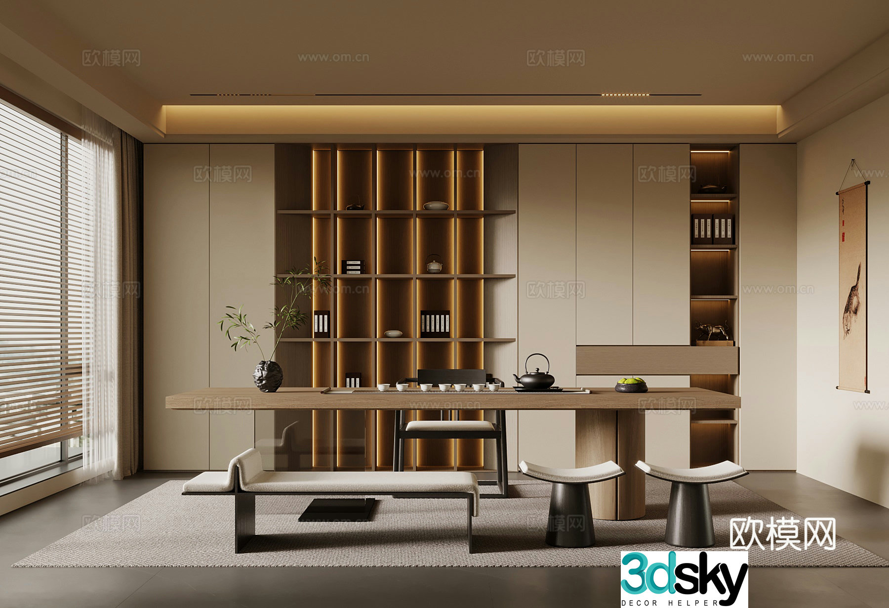 New Chinese-style tea room Song’s tea room Tea table Tea cabinet 3D model