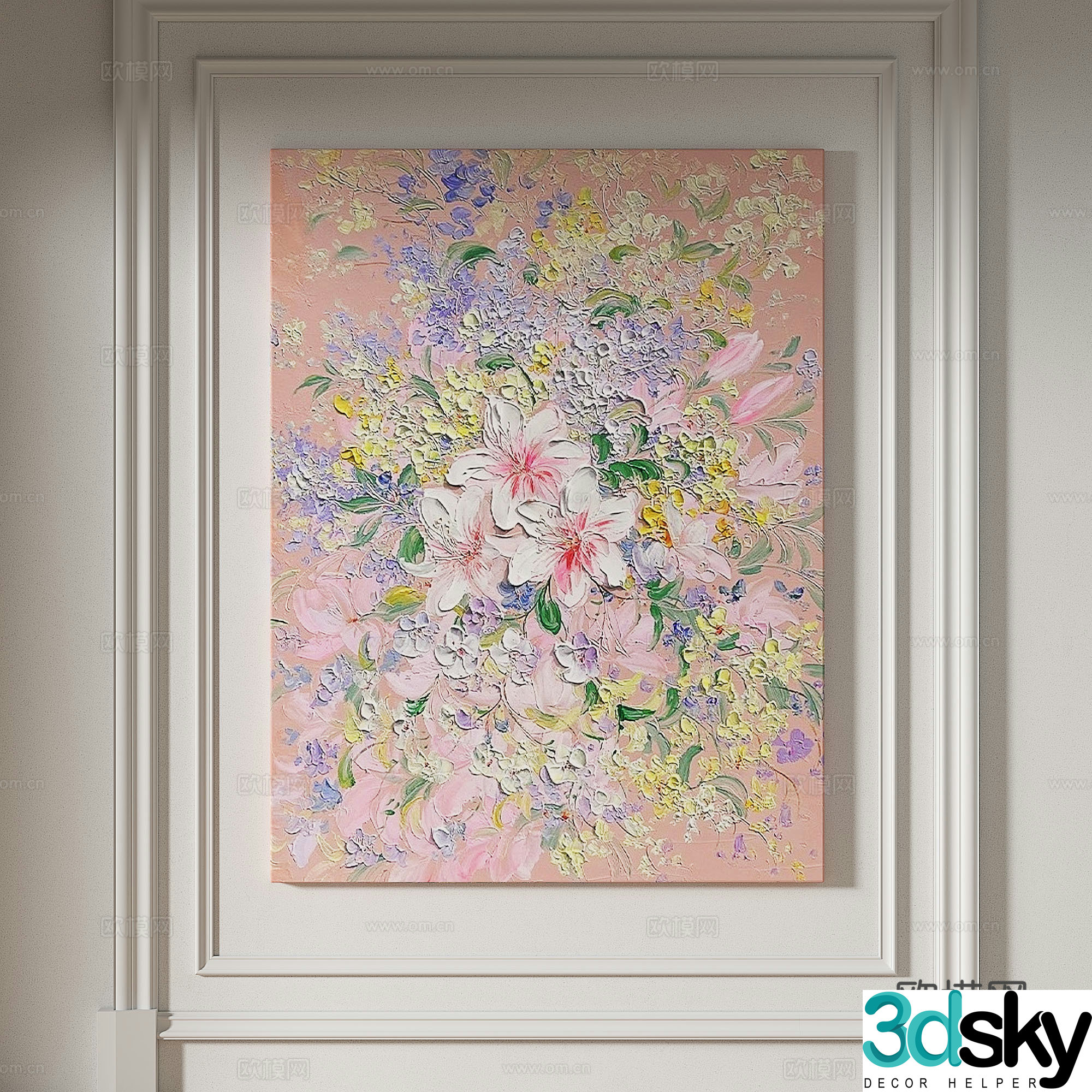 Modern creamy style simple texture abstract light luxury wasabi three-dimensional decorative painting 3d model