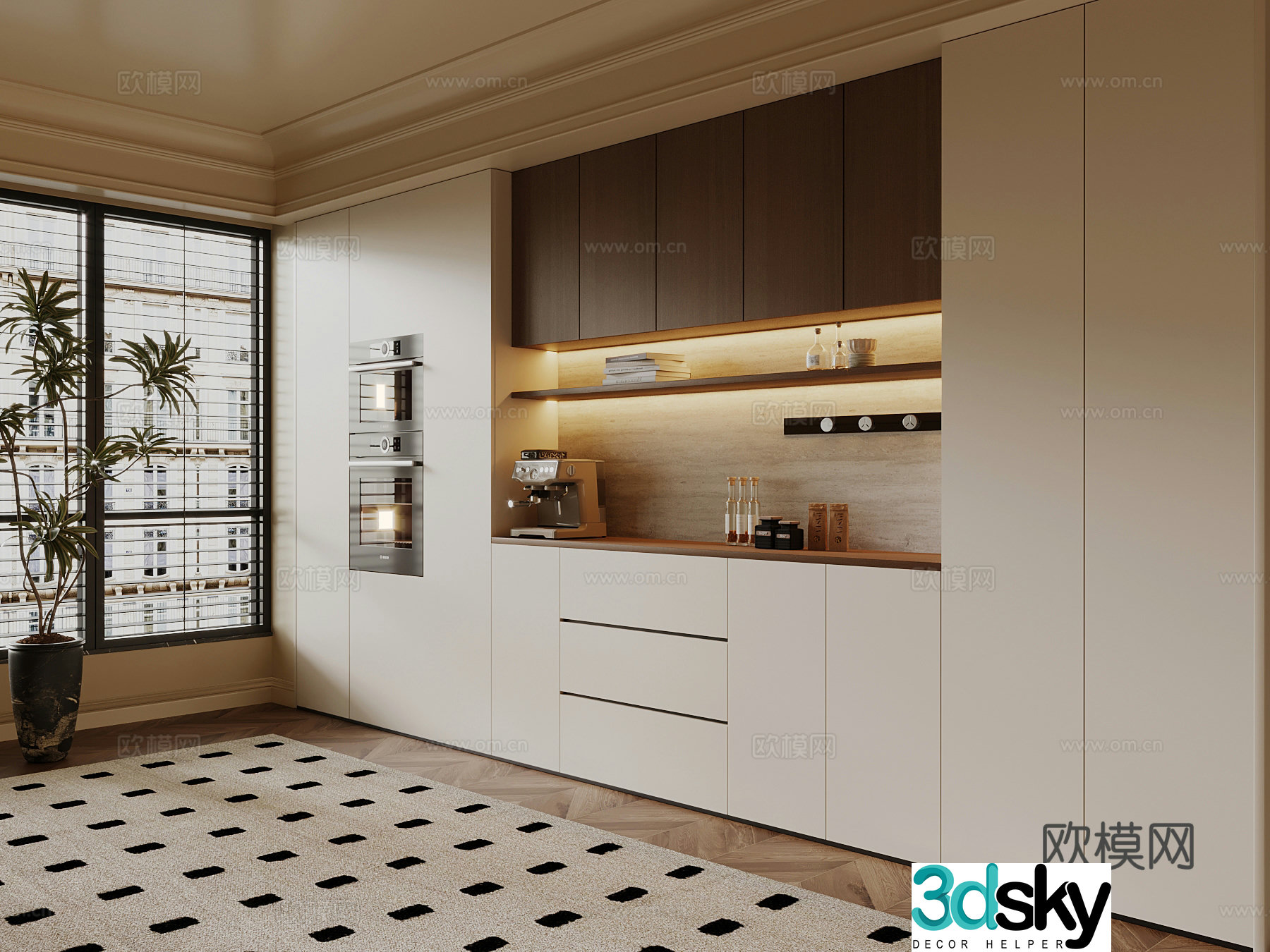 Modern wine cabinet sideboard 3D model