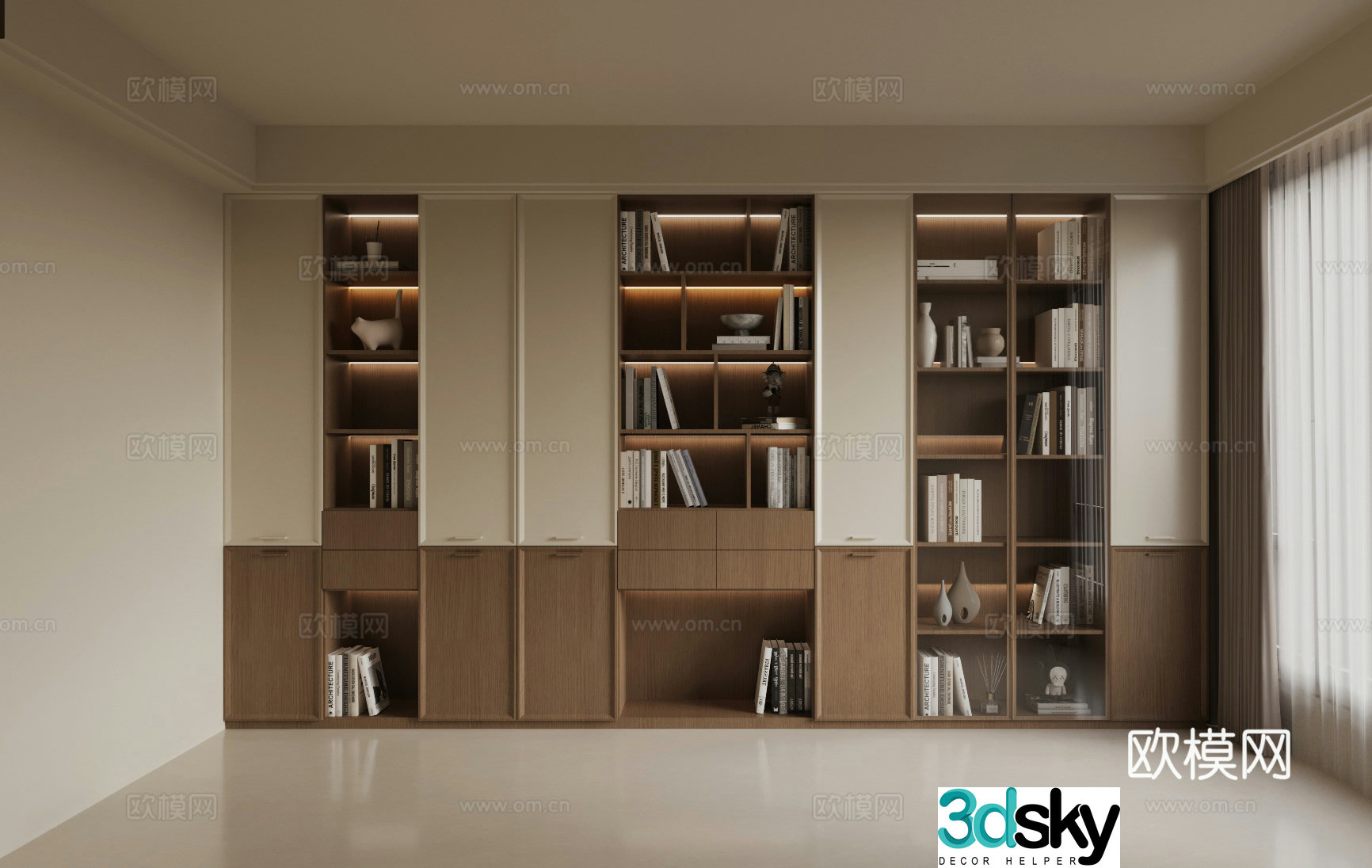 New Chinese bookcase 3D model