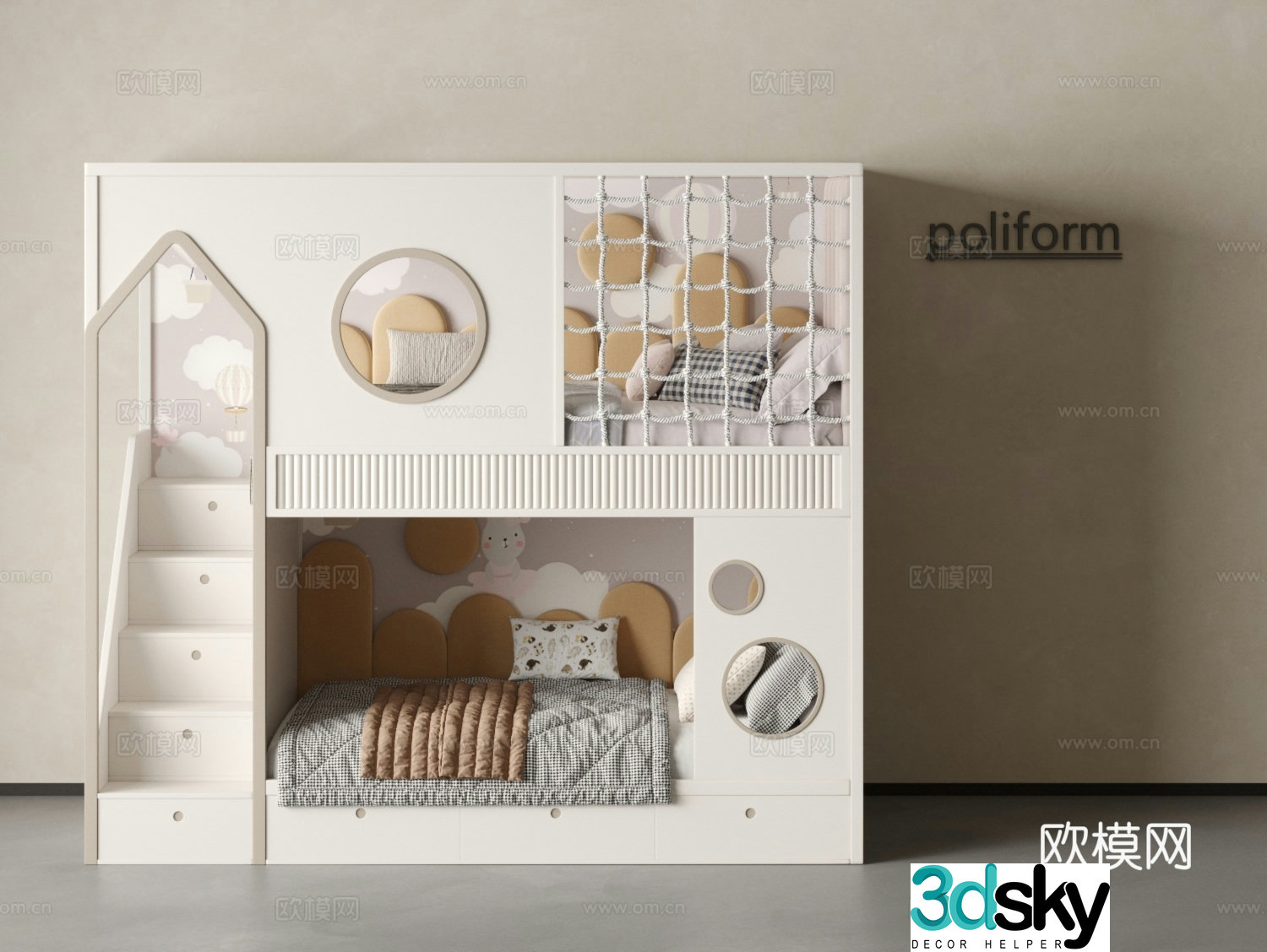 Modern children’s bed daughter bed up and down bed children’s bed stair bed double bed 3d model