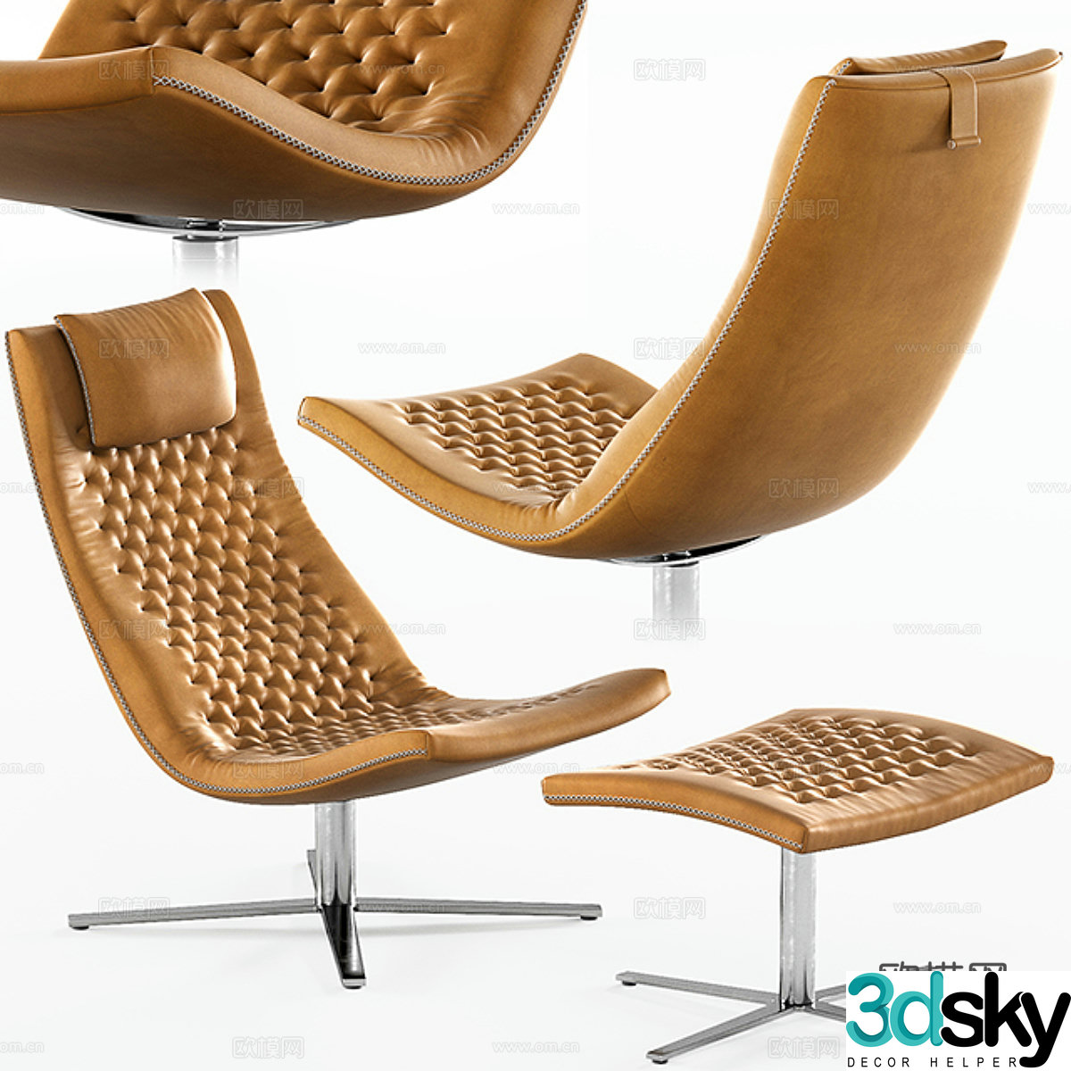 Leisure chair footstool 3d model