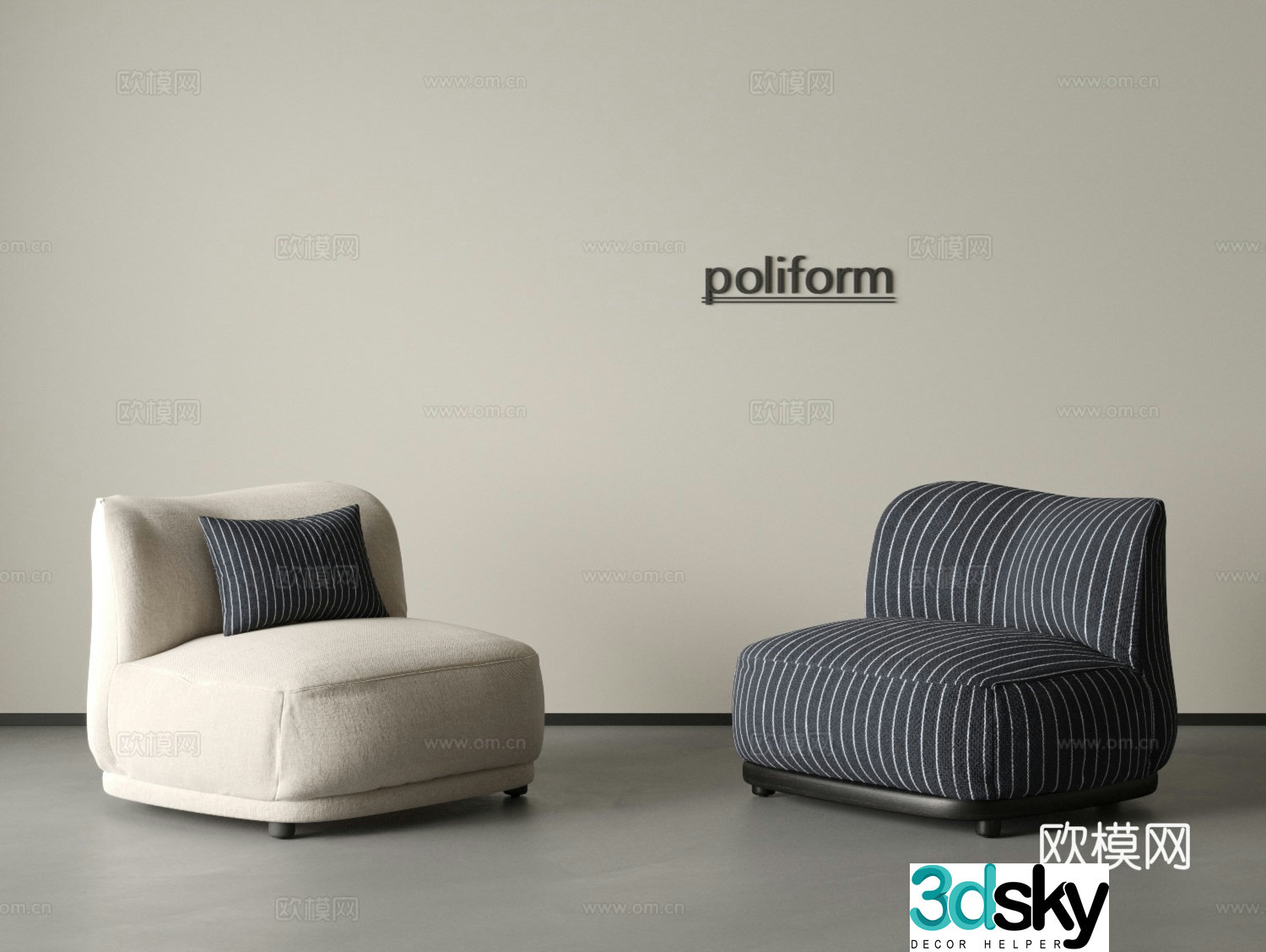 Modern leisure chair Single chair Leisure sofa Negotiation chair Leisure chair Hanging painting Carpet 3D model