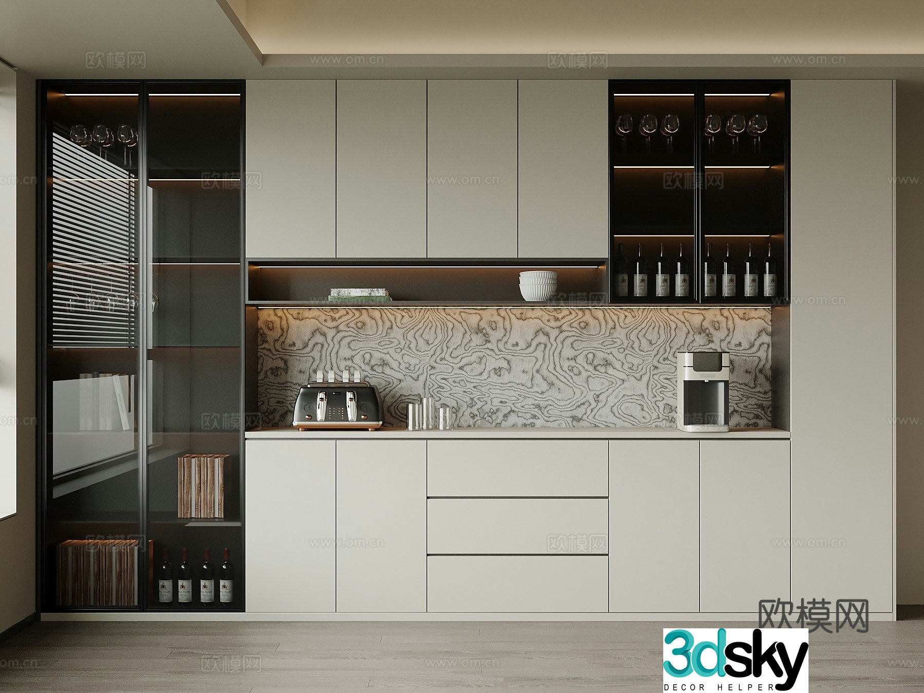 Modern wine cabinet 3d model