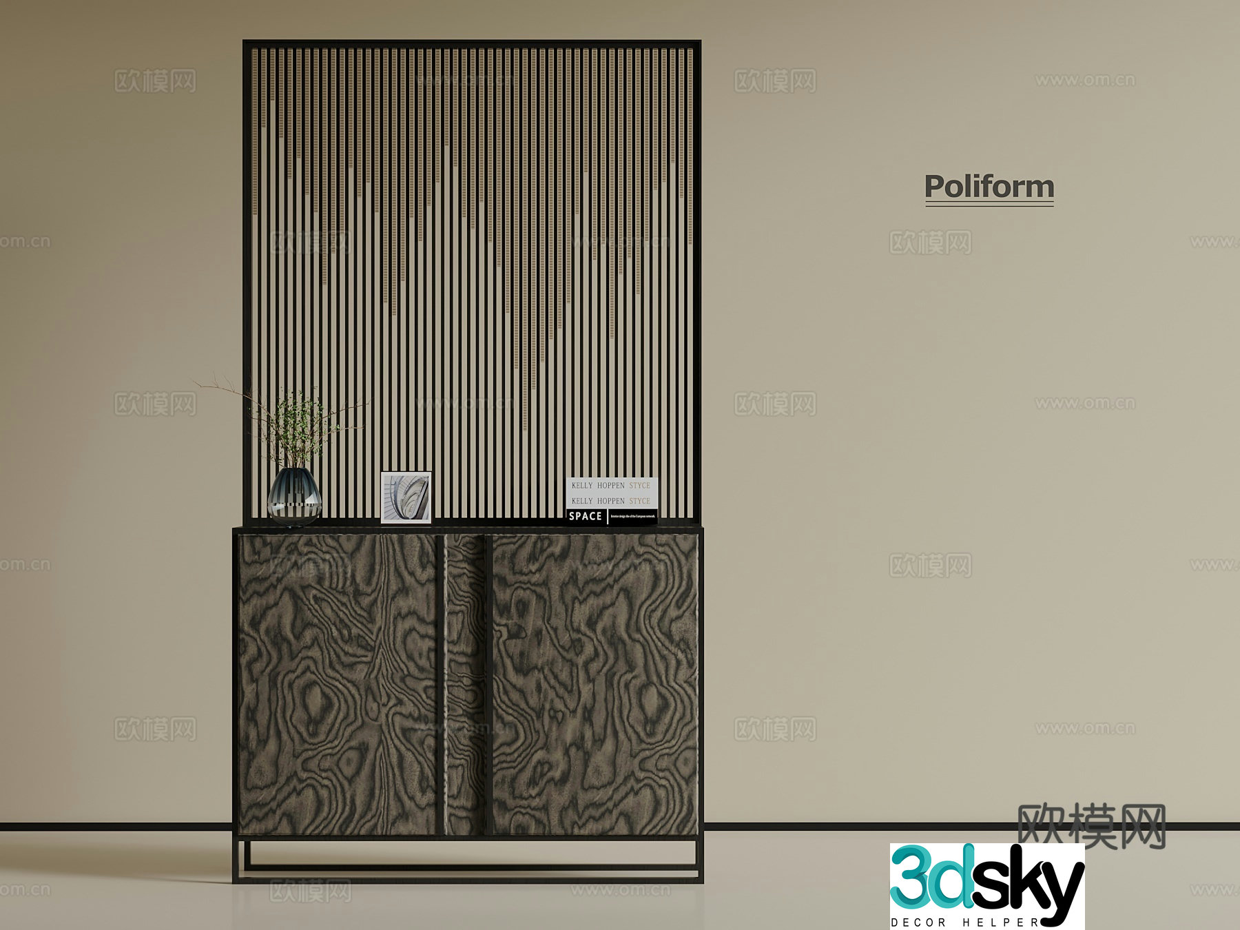 Modern partition shoe cabinet 3d model