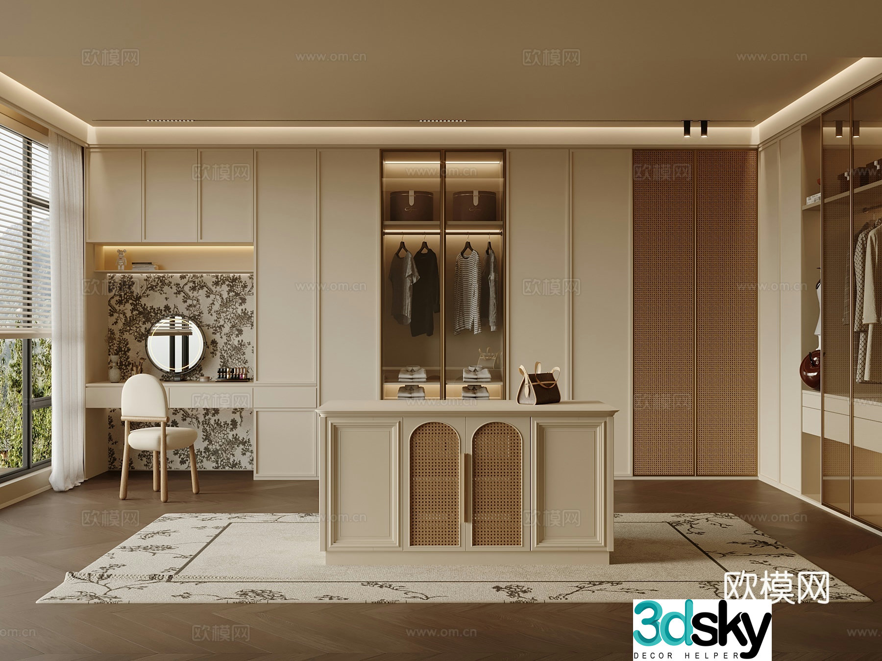 French cloakroom Wardrobe Dressing table Desk 3D model