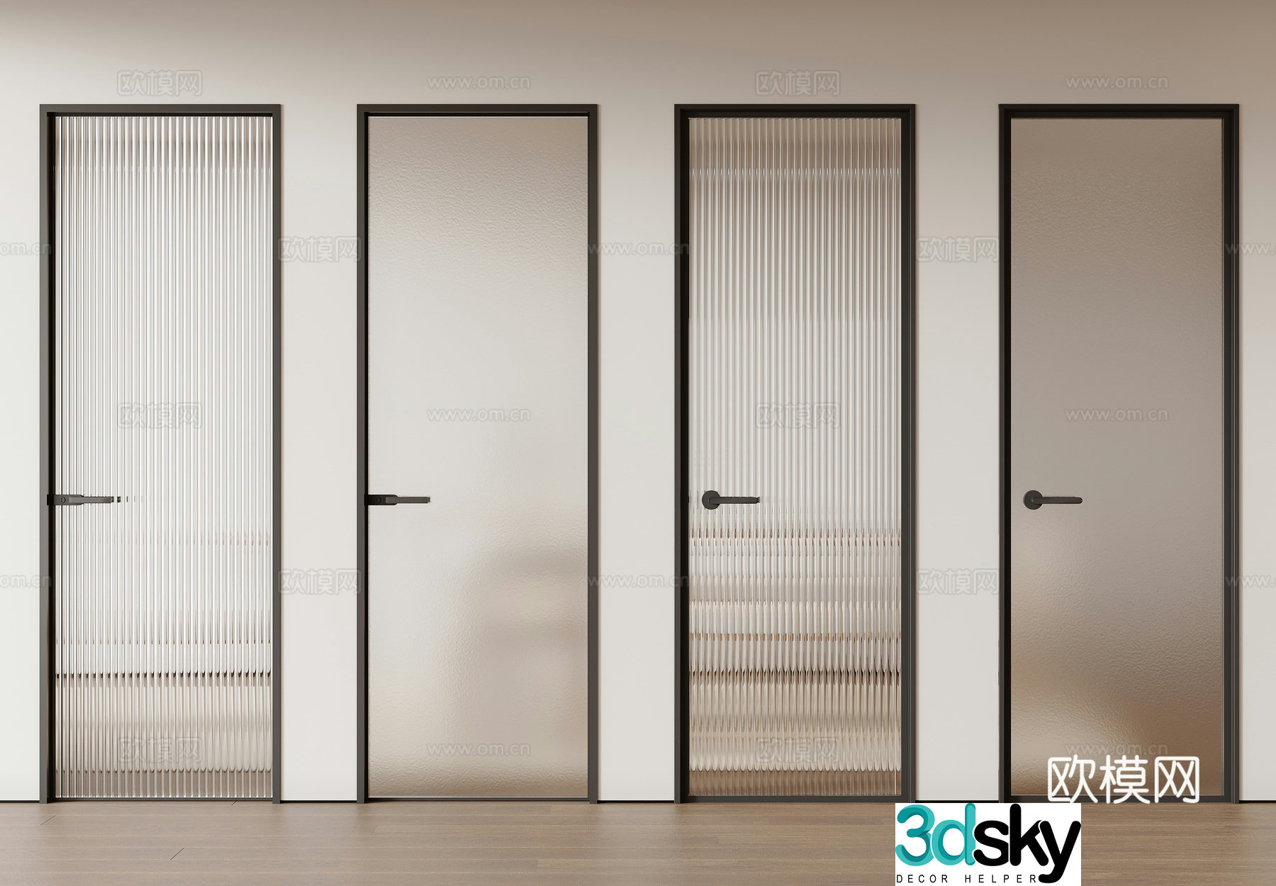 Modern glass door 3d model