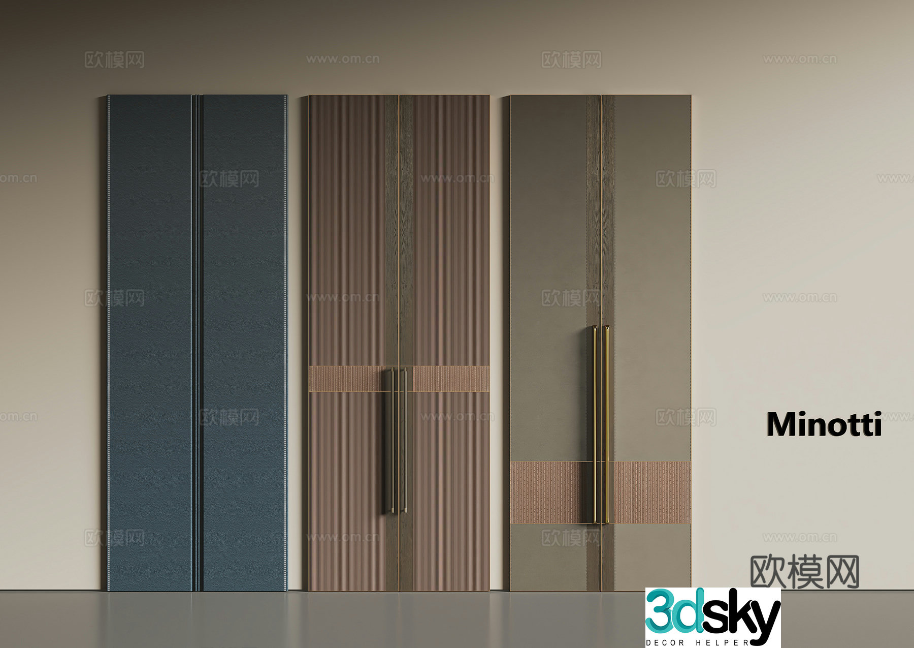 Modern cabinet door Wardrobe door Leather door 3d model