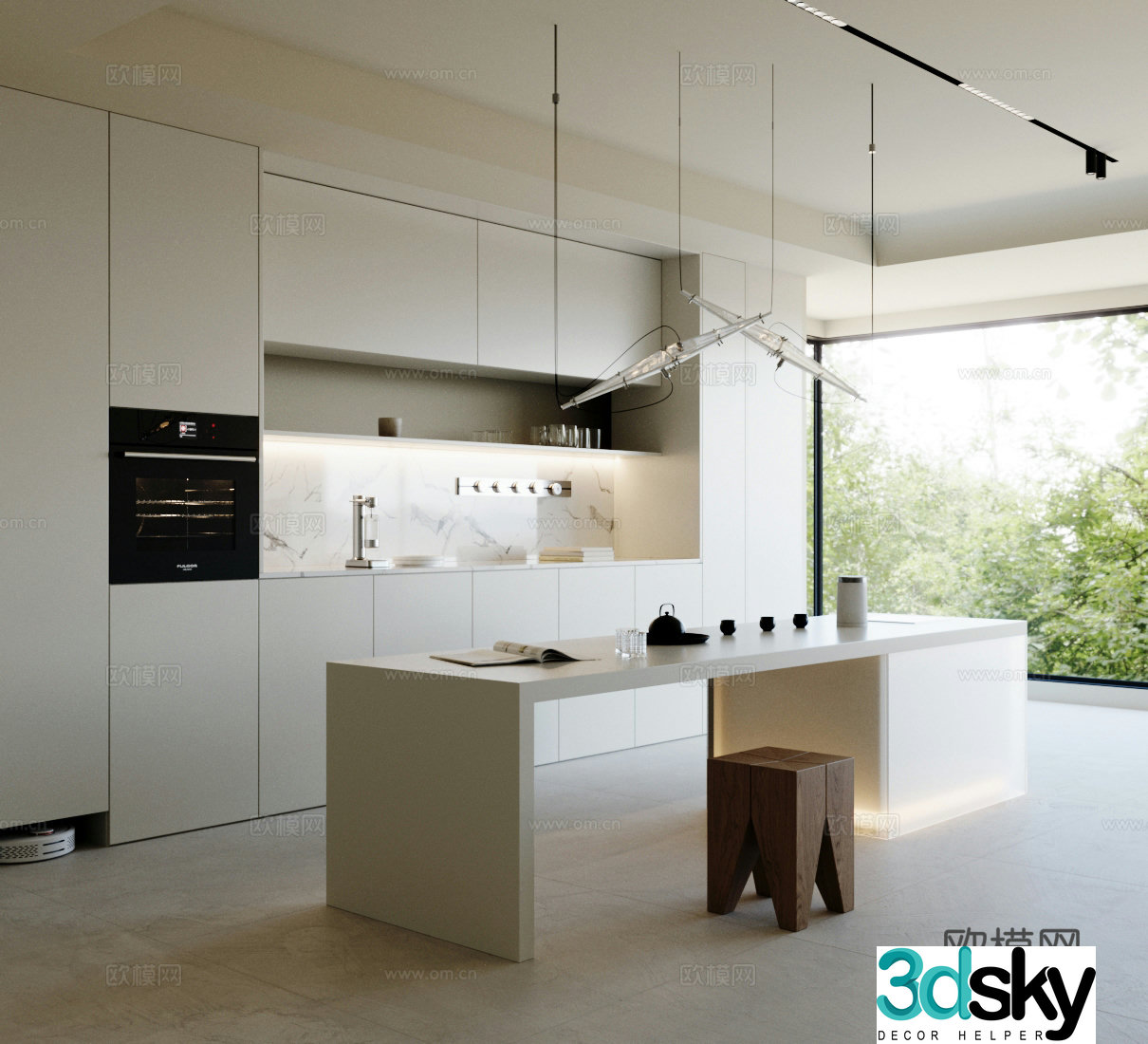 Modern open kitchen island kitchen kitchen dining room oven sideboard kitchen middle island 3d model
