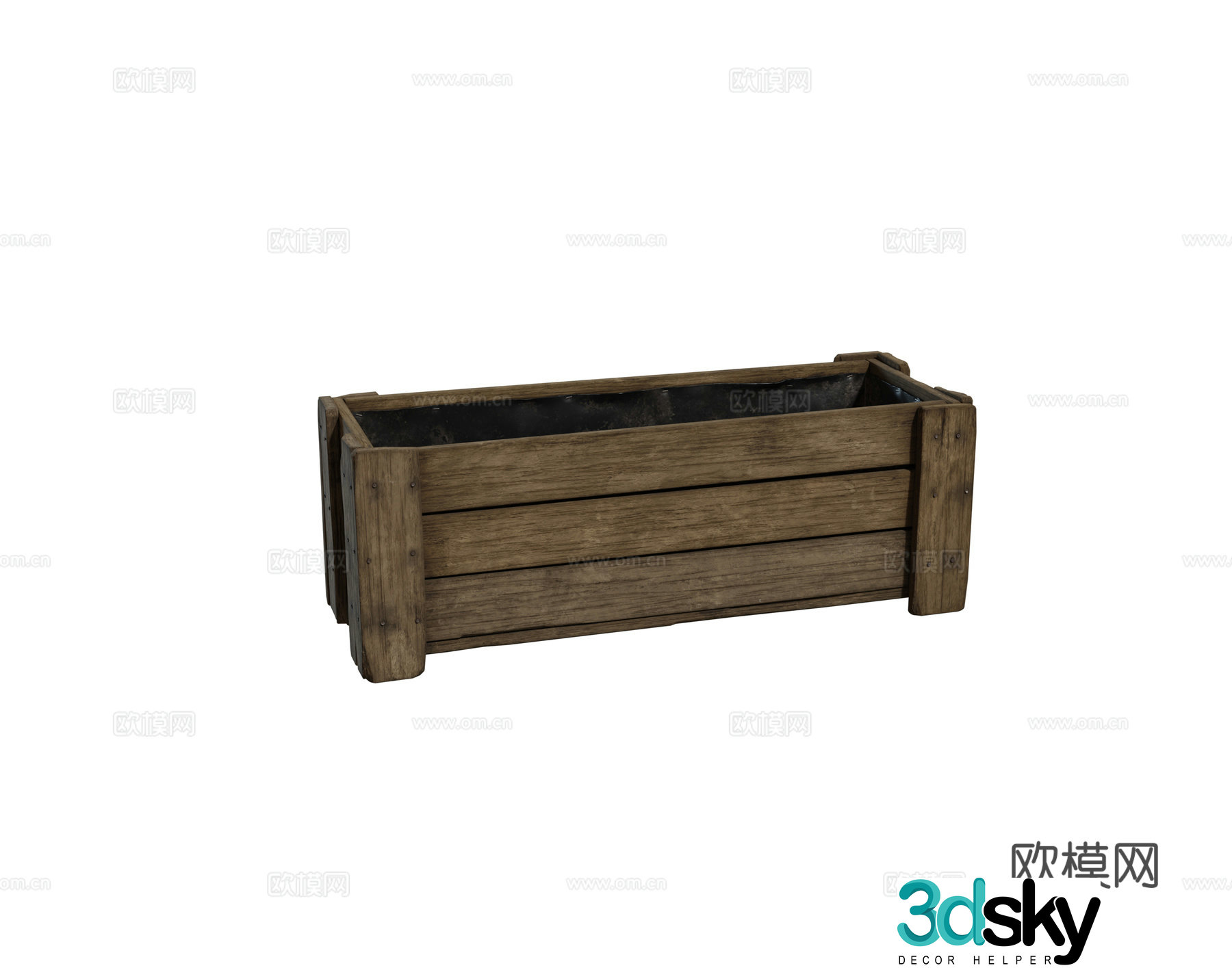 Modern retro vintage anticorrosion wood flower box wood flower box garden planting box combination 3D model