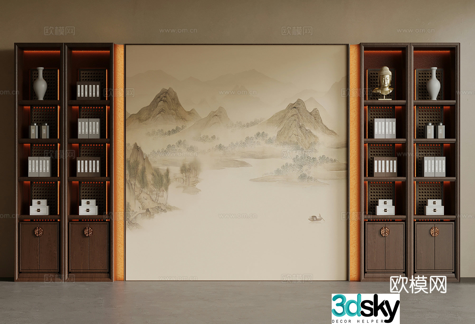 New Chinese bookcase 3D model