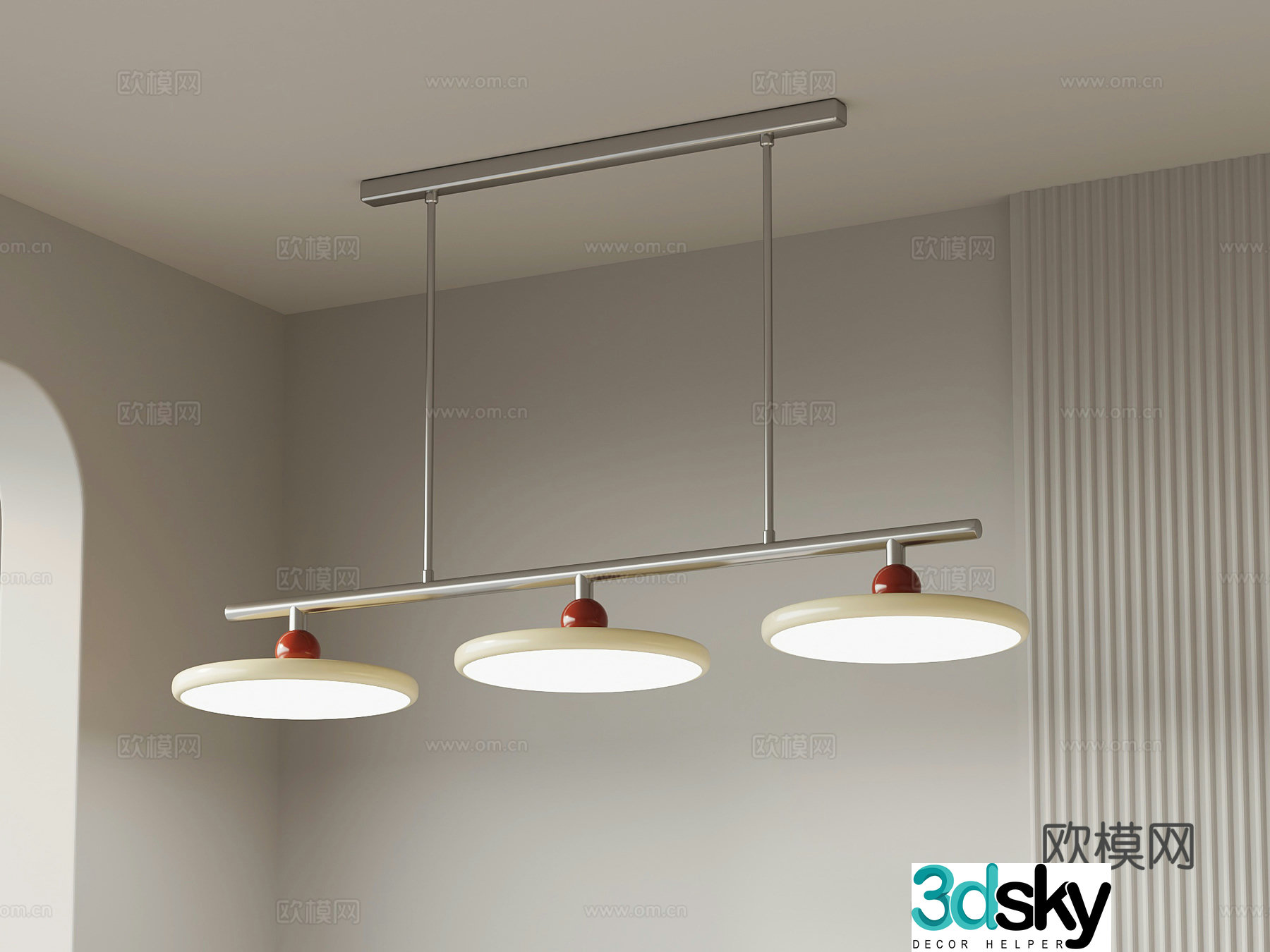 Modern Cream Style Chandelier Restaurant Chandelier Multi-head Chandelier 3D Model