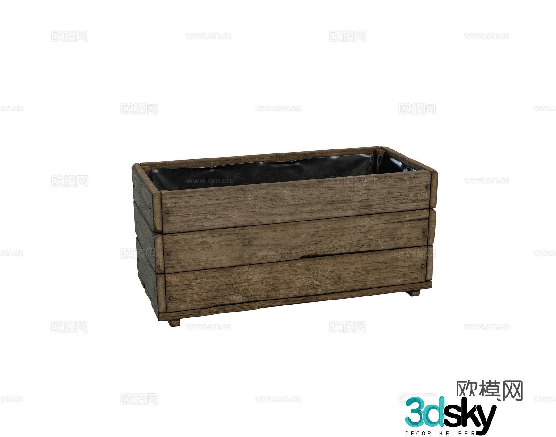 Modern retro vintage anticorrosion wood flower box wood flower box garden planting box combination 3D model