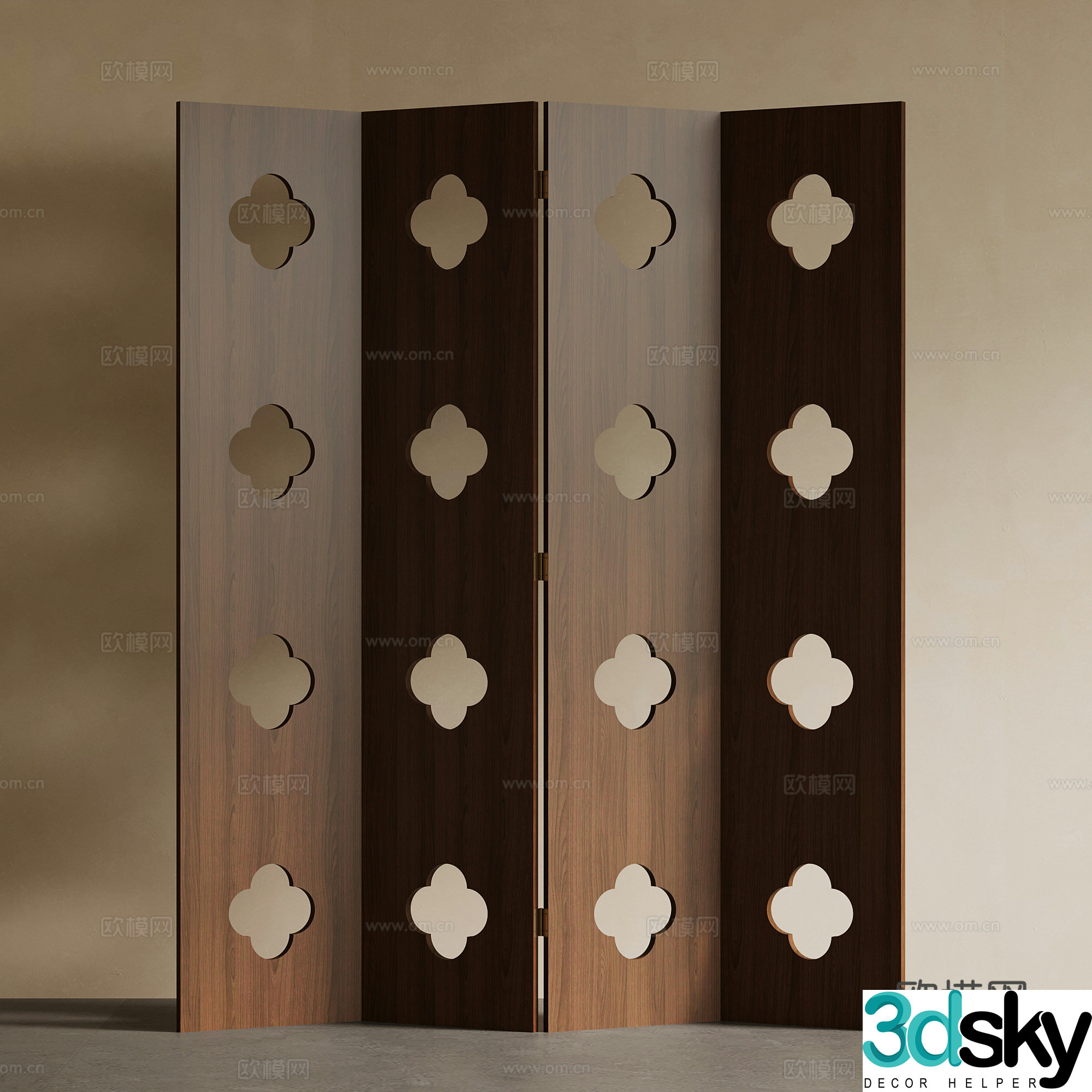 New Chinese-style screen partition 3D model