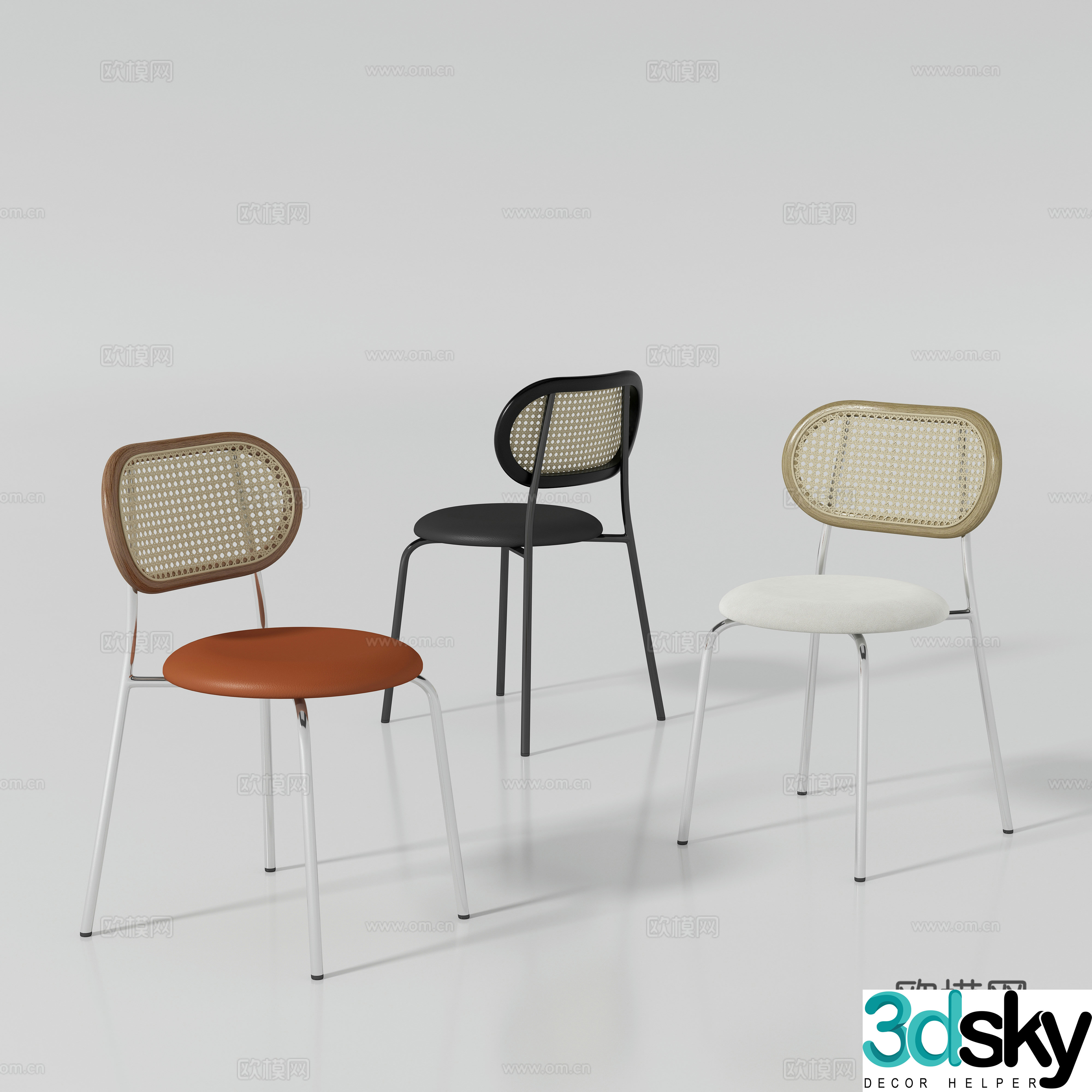 Modern single chair dining chair 3d model
