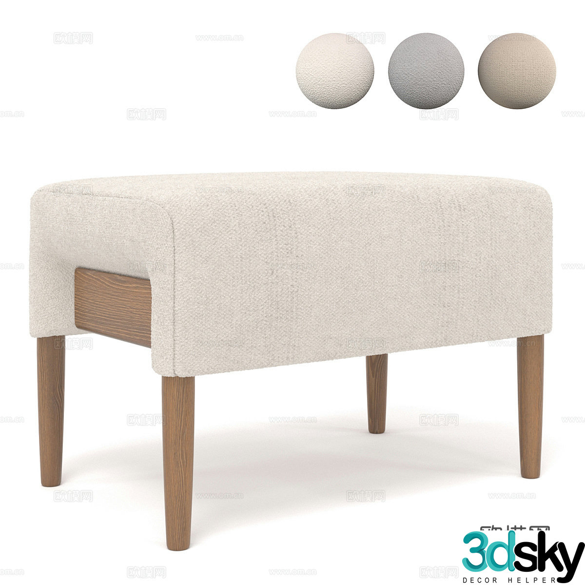 New Chinese style fabric stool 3D model