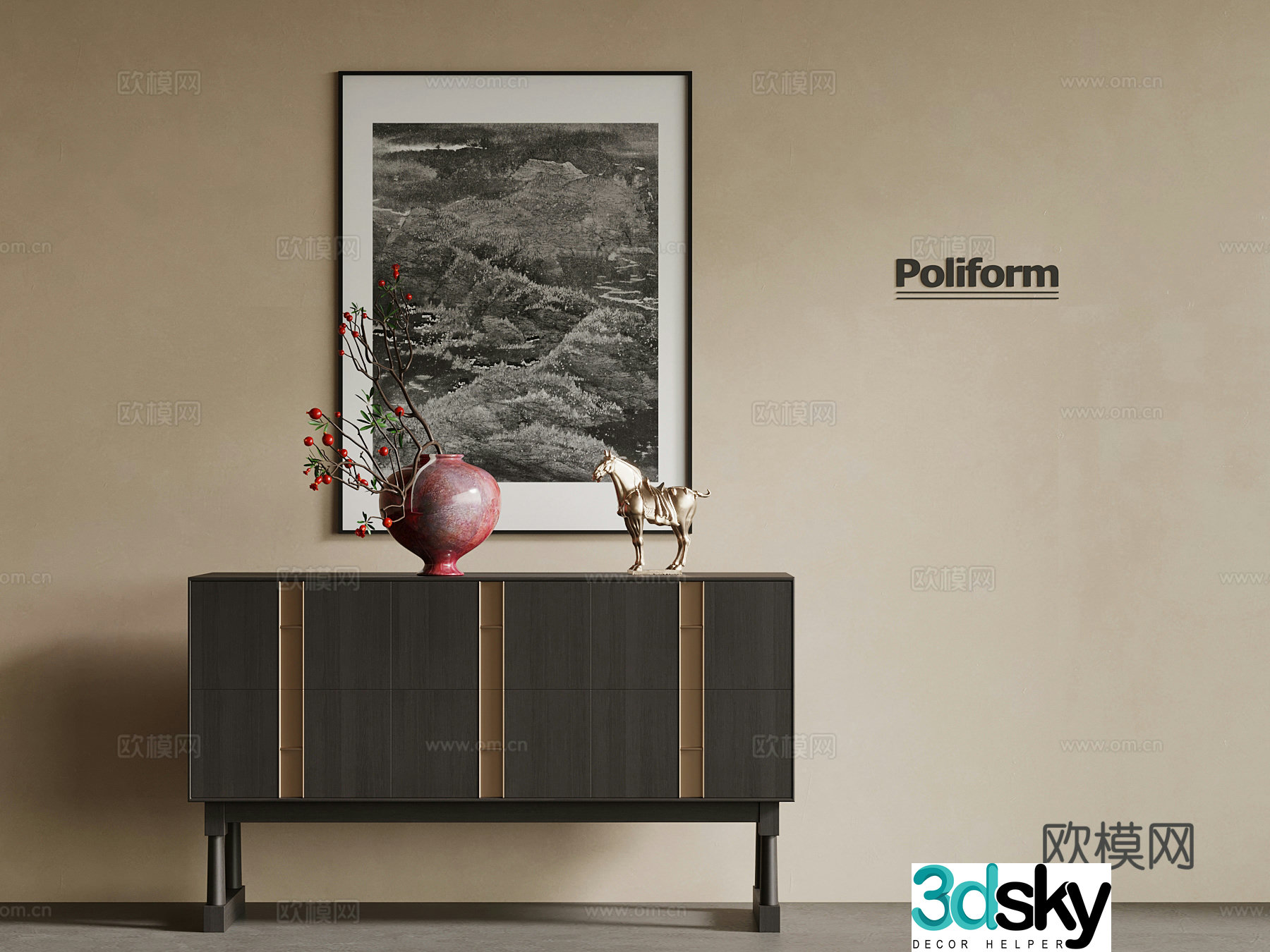 Modern entrance cabinet end view cabinet 3D model