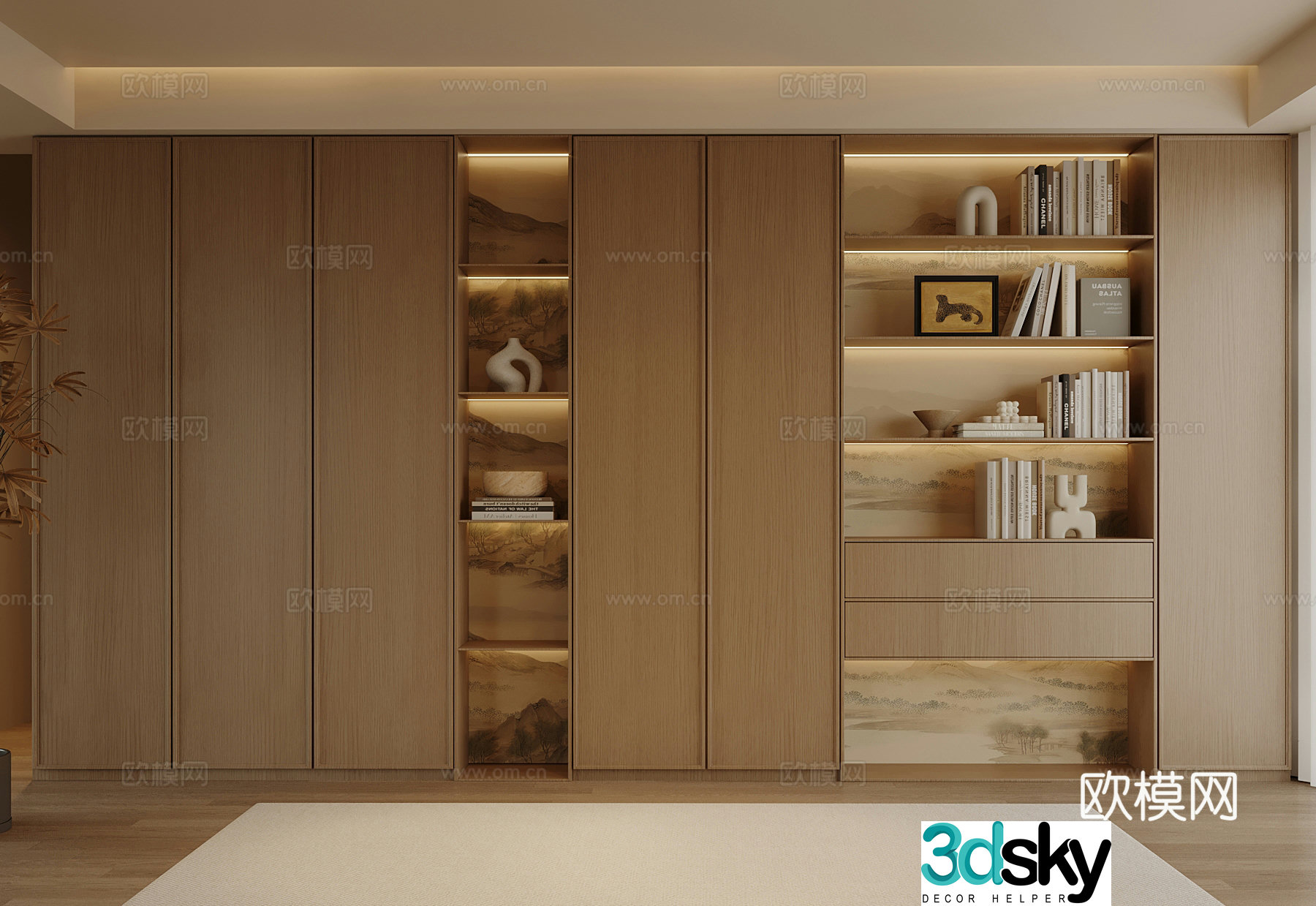 New Chinese bookcase 3D model