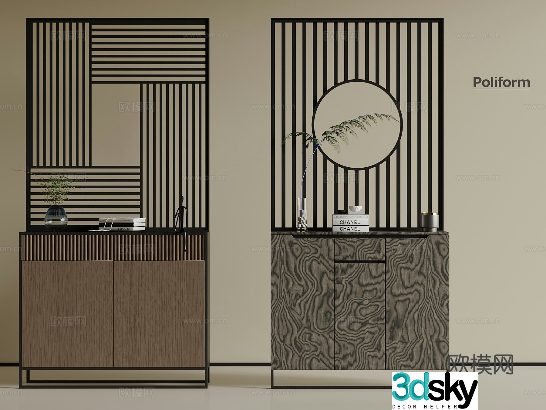 Modern partition shoe cabinet 3d model