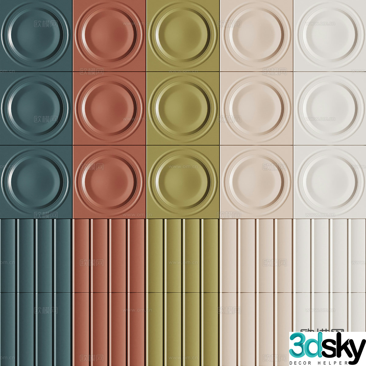 New Chinese style medieval ceramic tiles flower tiles structural tiles 3D model
