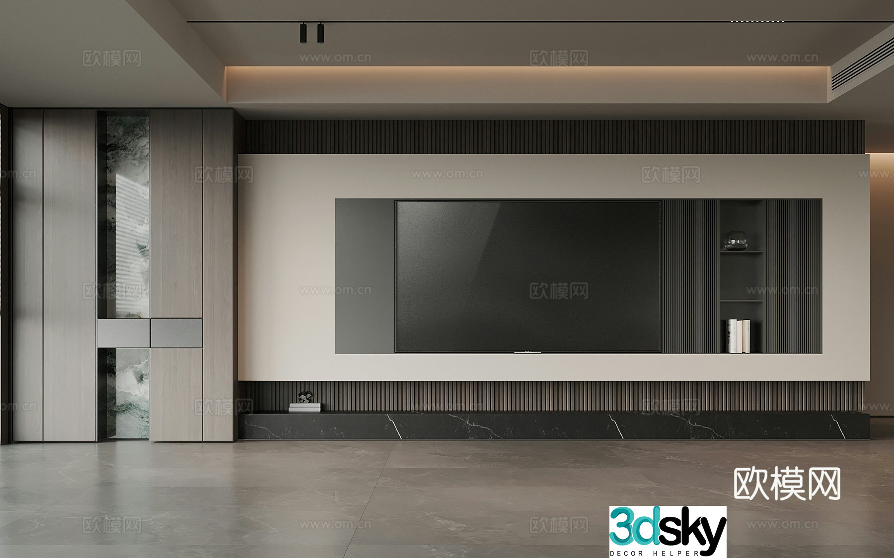 Modern Italian TV background wall TV wall 3d model